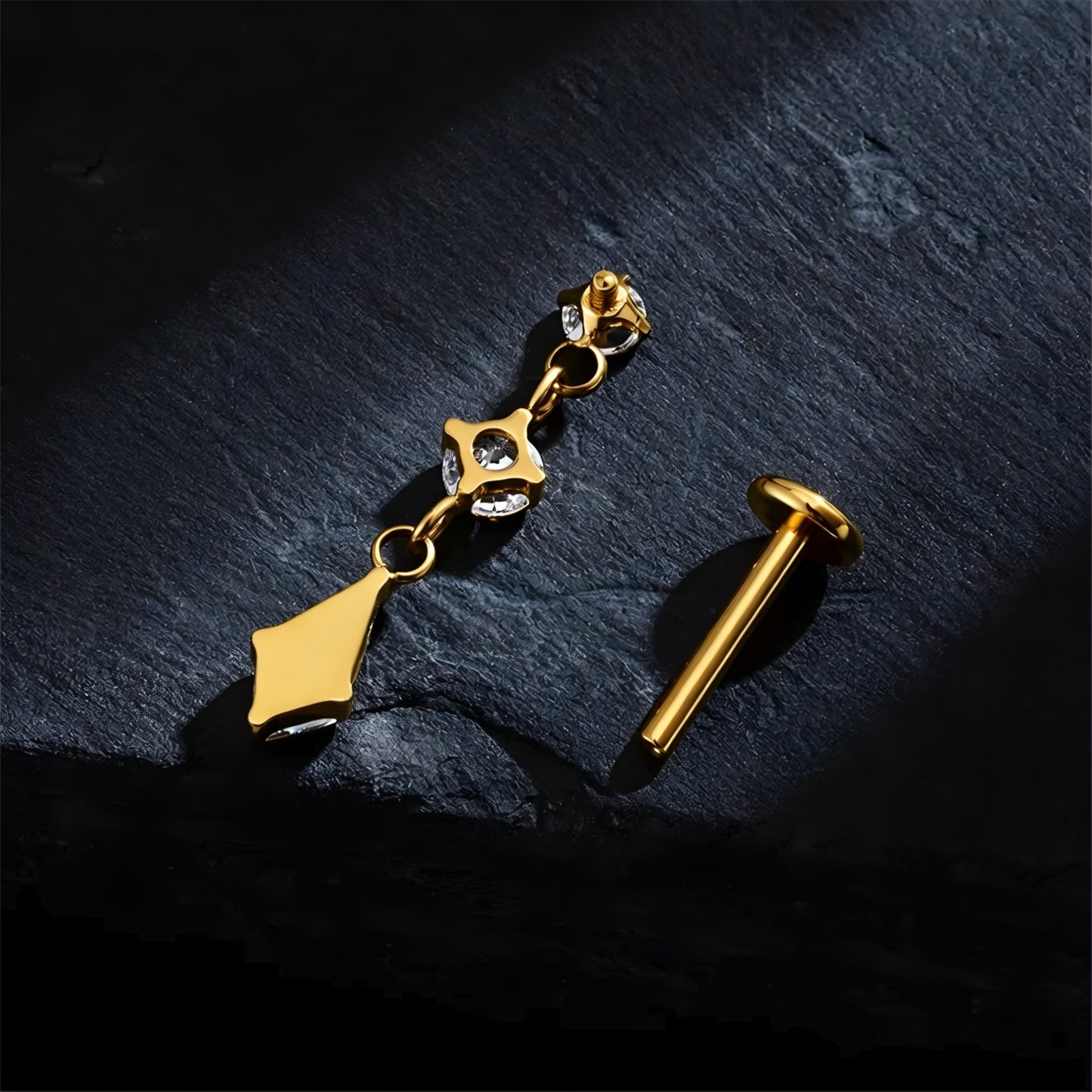 Titanium Dangle Chain Kite Flat Ear Piercing