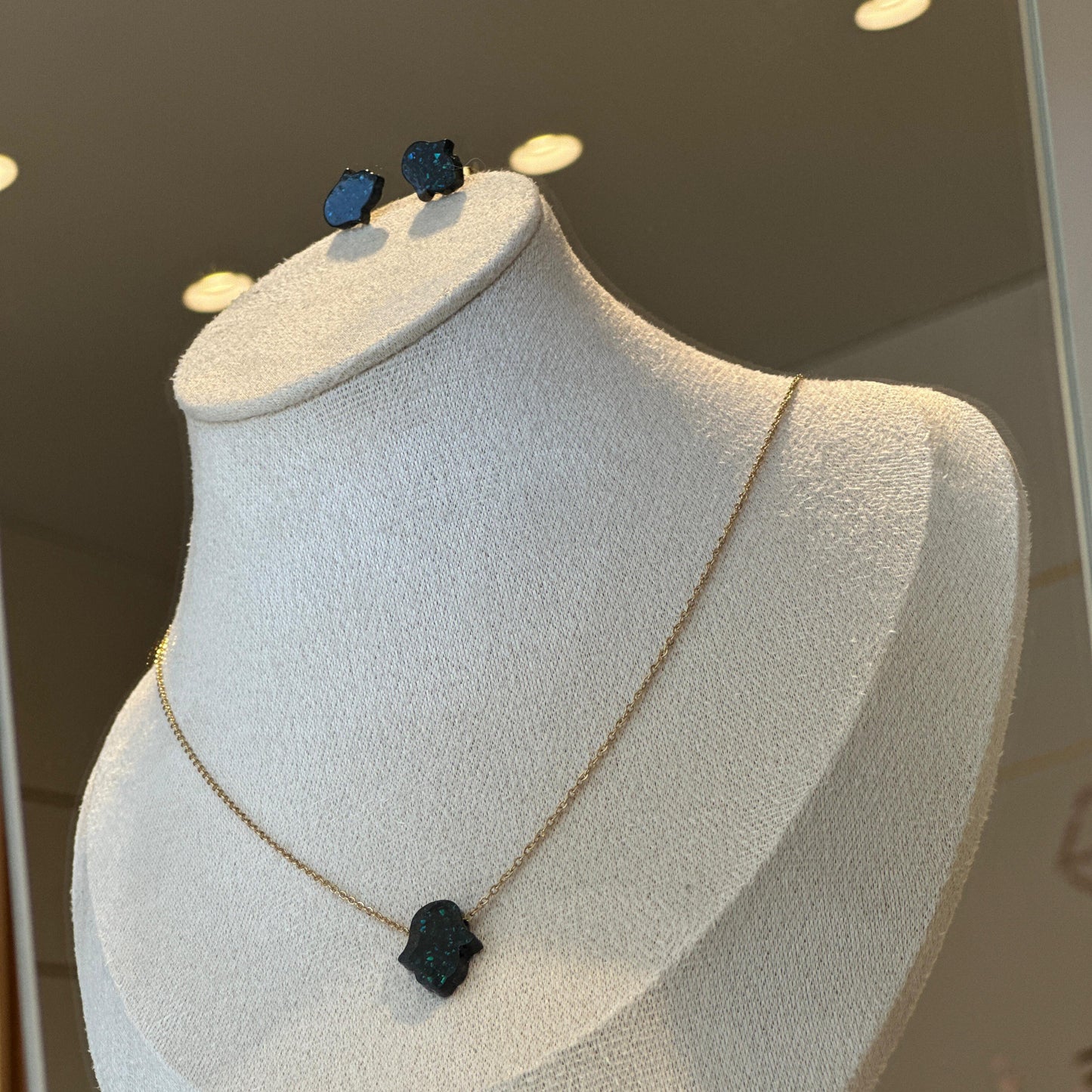 Hamsa Necklace Earring Set