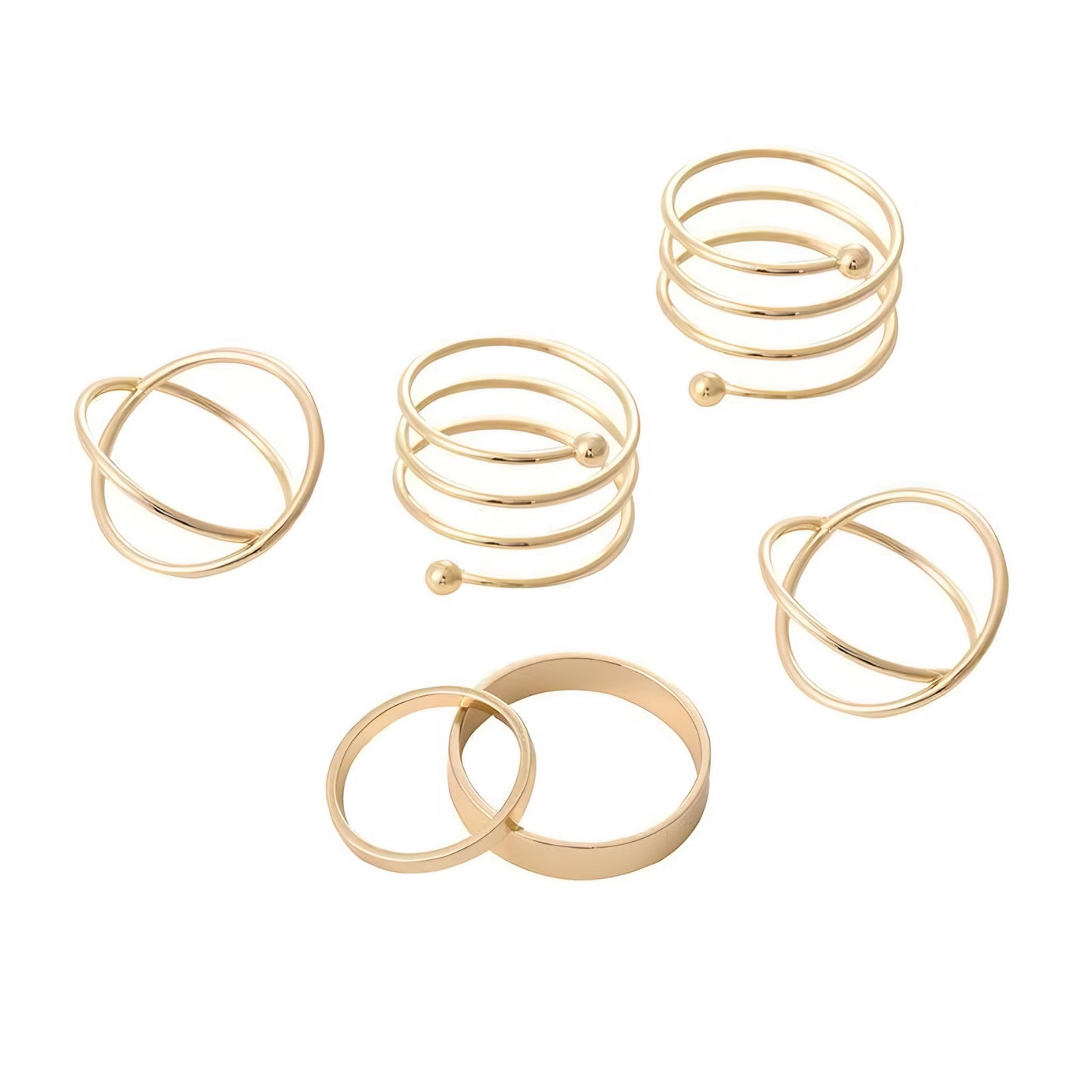 6 Rings/set Punk Finger Rings Minimalist Smooth