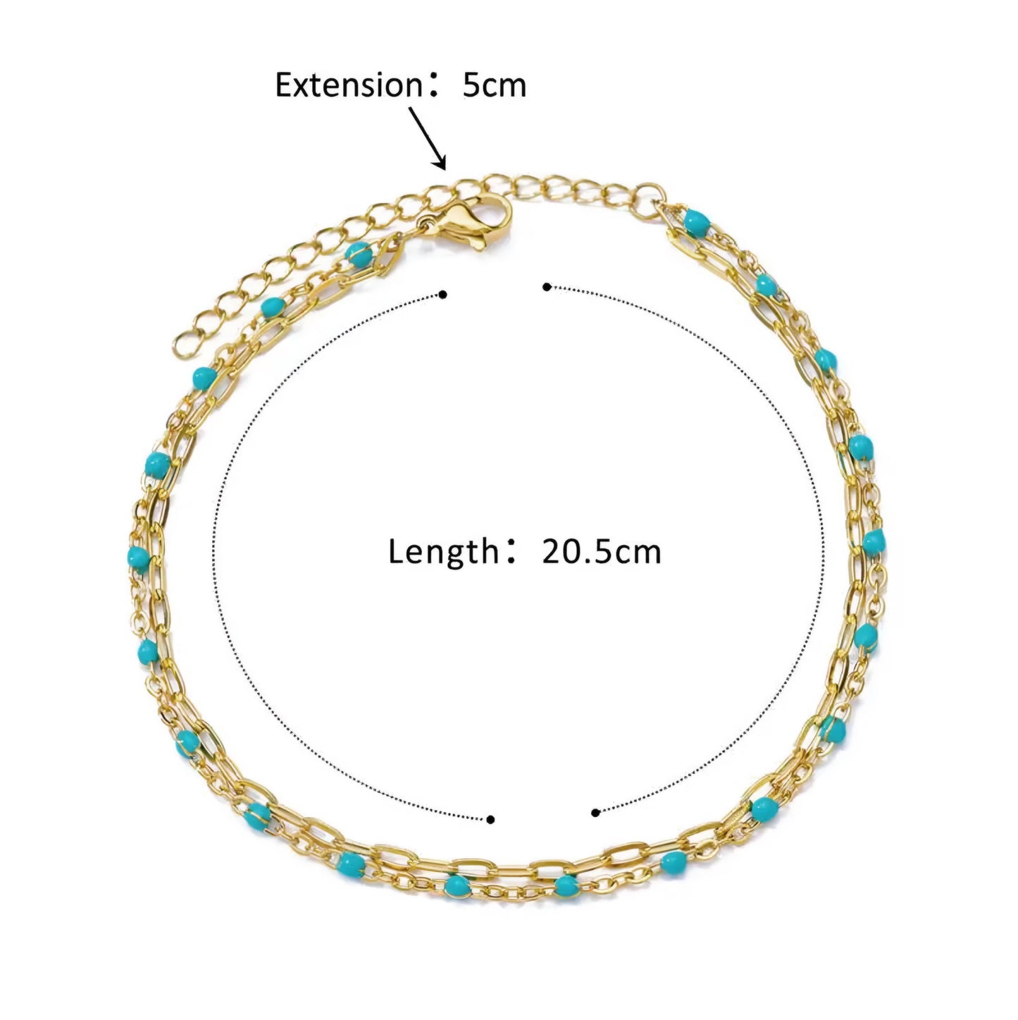 Double Layer Cable chain & Turquoise Anklet