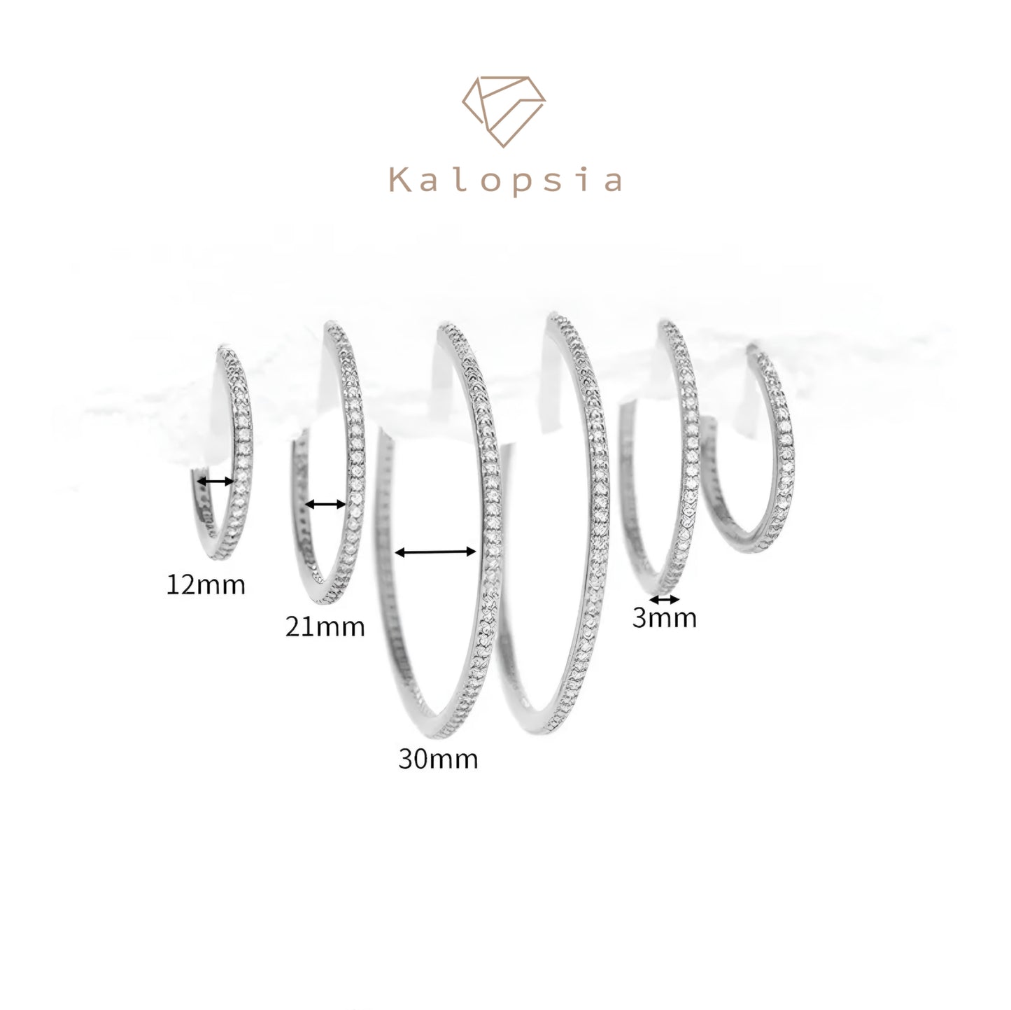 3pairs/set Silver C-Shaped Earring Hoops