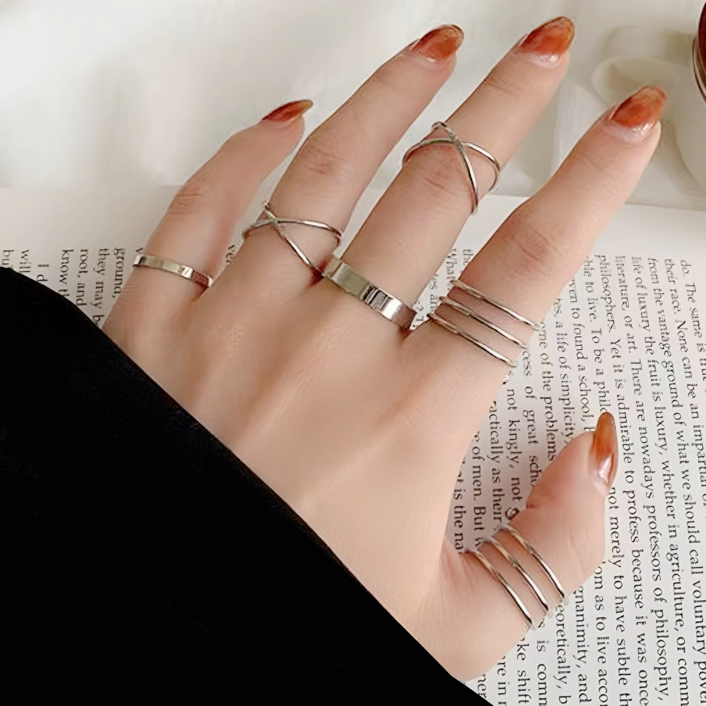 6 Rings/set Punk Finger Rings Minimalist Smooth