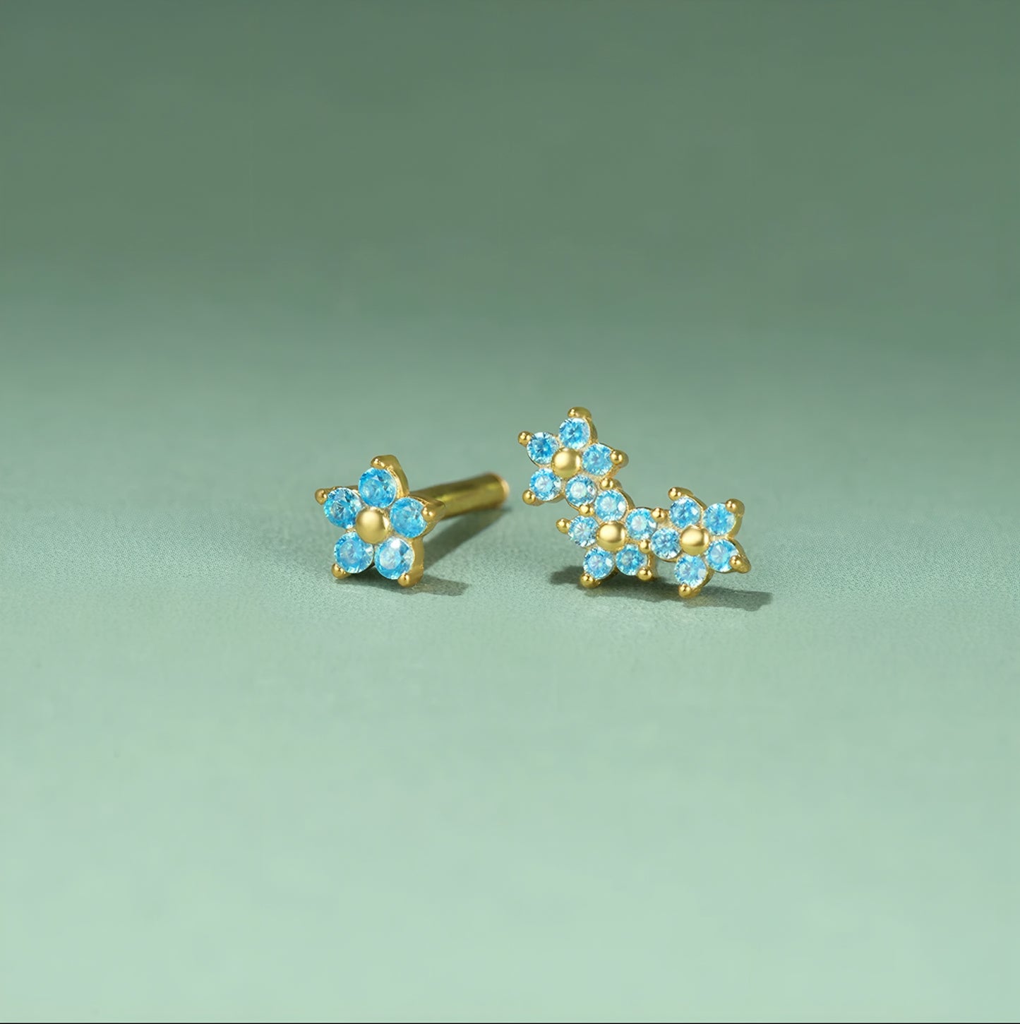 Light Blue Double Face Ear Piercing