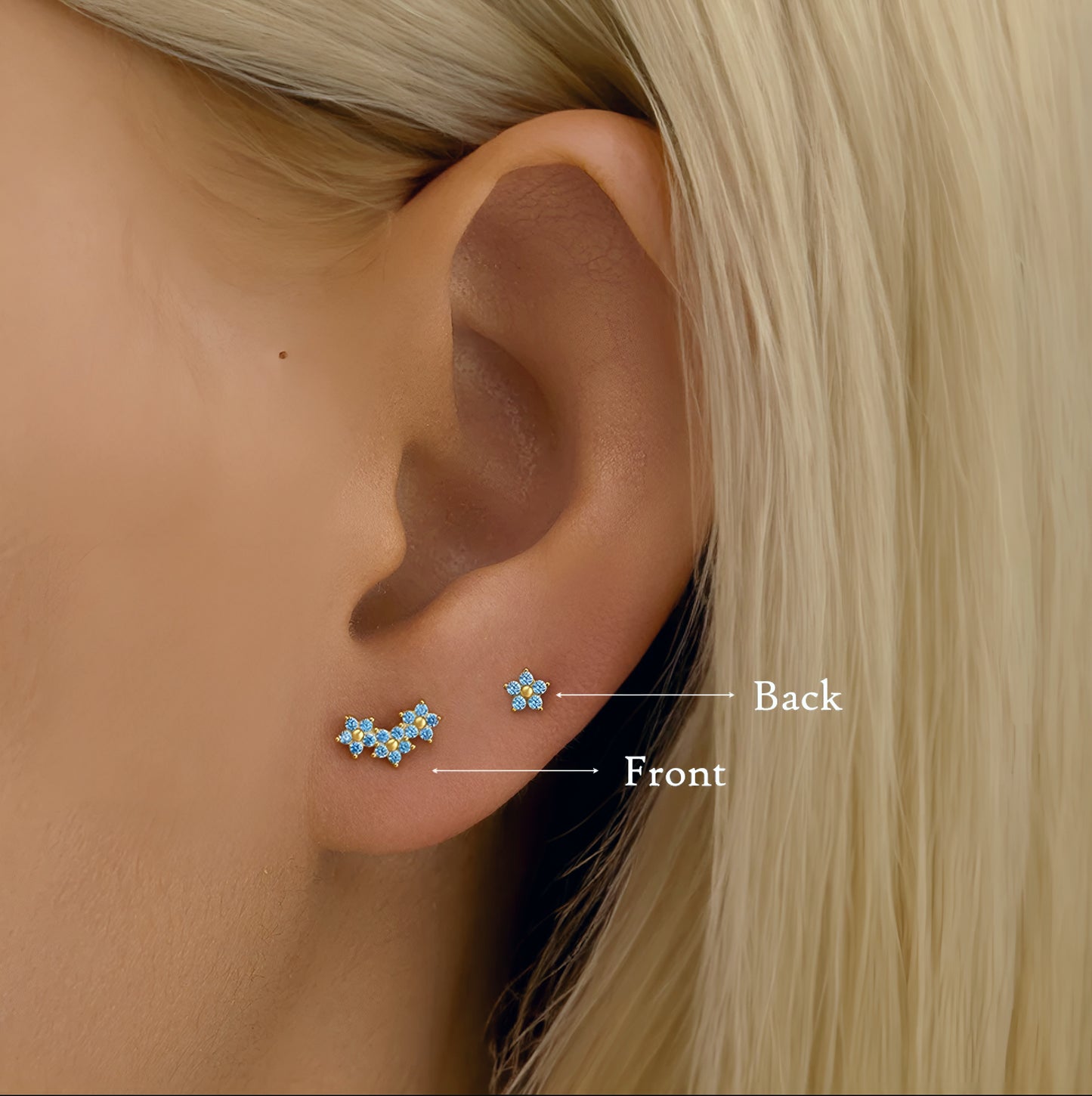 Light Blue Double Face Ear Piercing