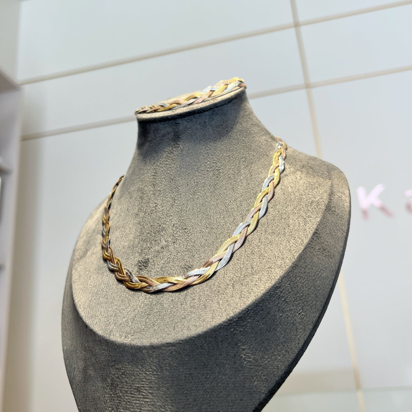 3 Layer Snake Chain Multicolor Necklace & Bracelet Set