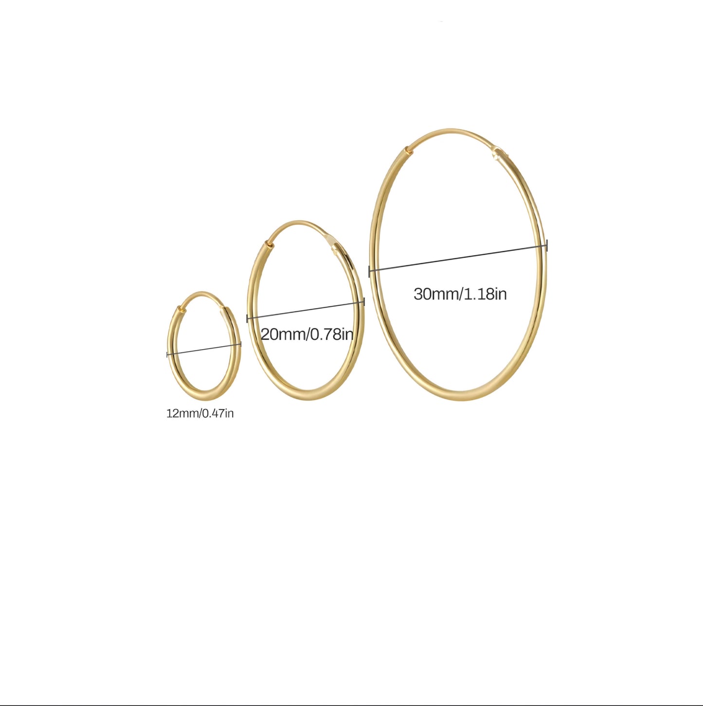 3pcs/set Multi Size Hoop Earrings