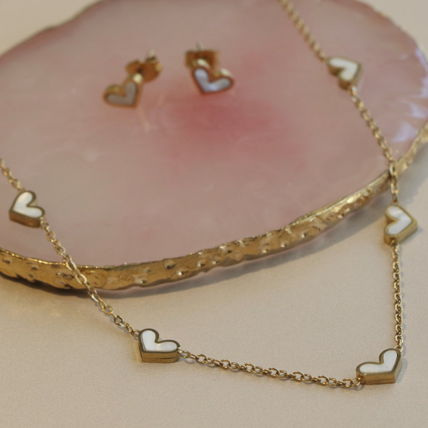 Lovely Hearts Necklace Earring Set