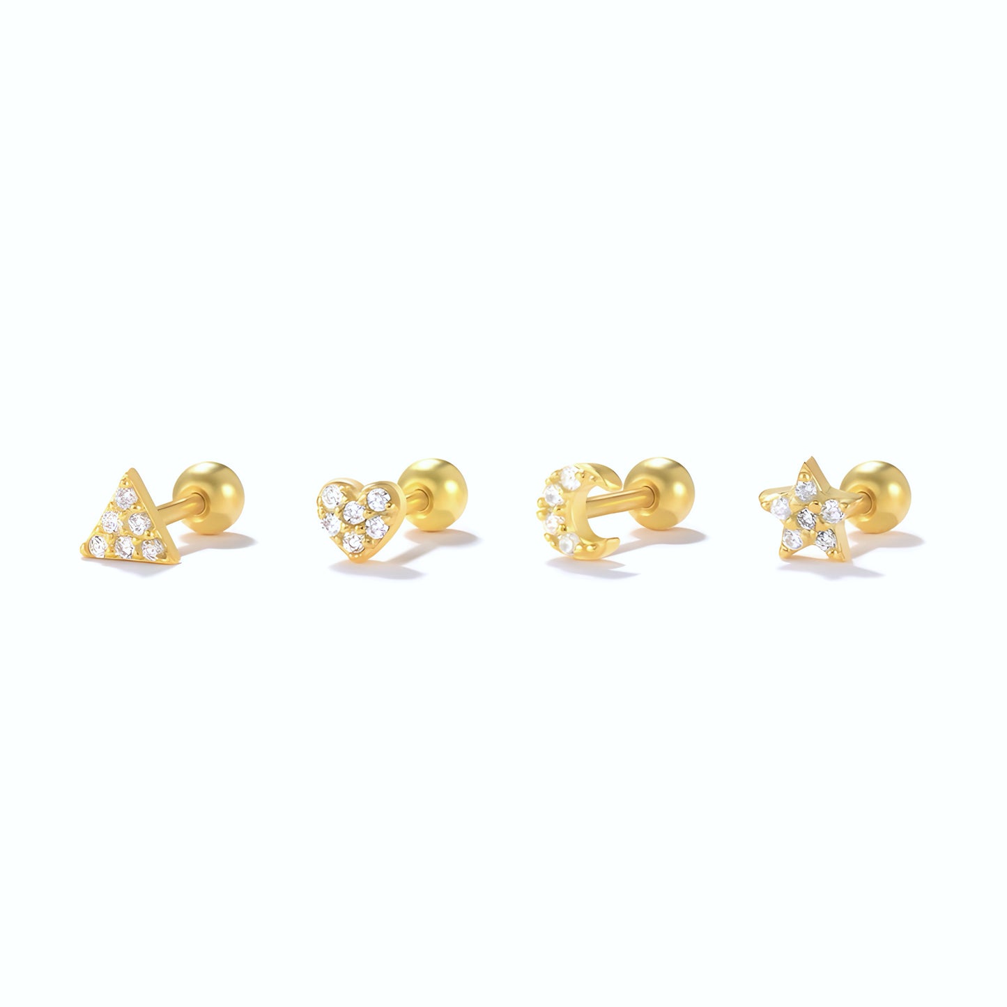 4pcs/set Star, Heart, Triangle & Moon Earring Ball Set
