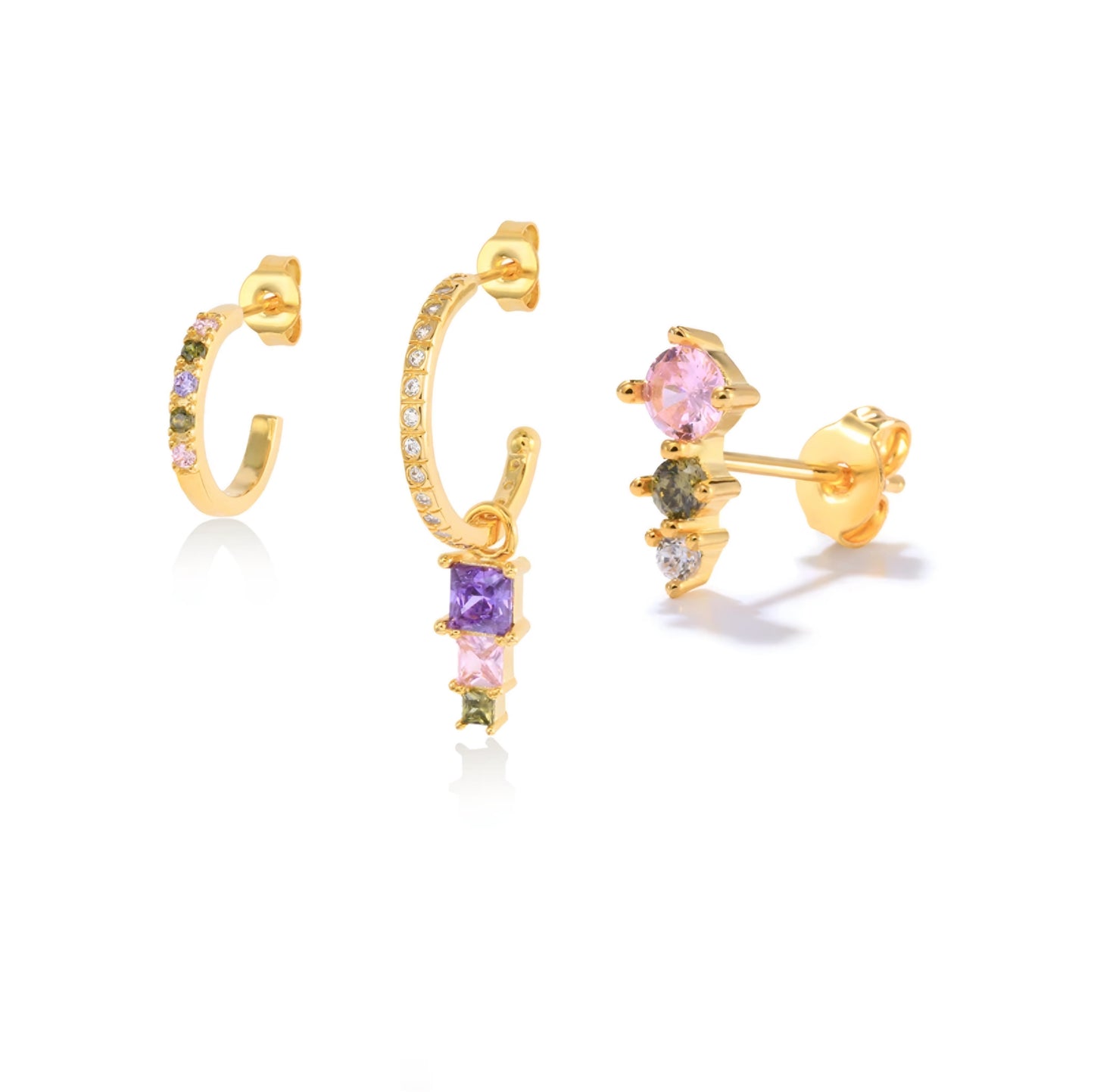3pcs/set Gold Multicolor Hanged Loop, and Pin