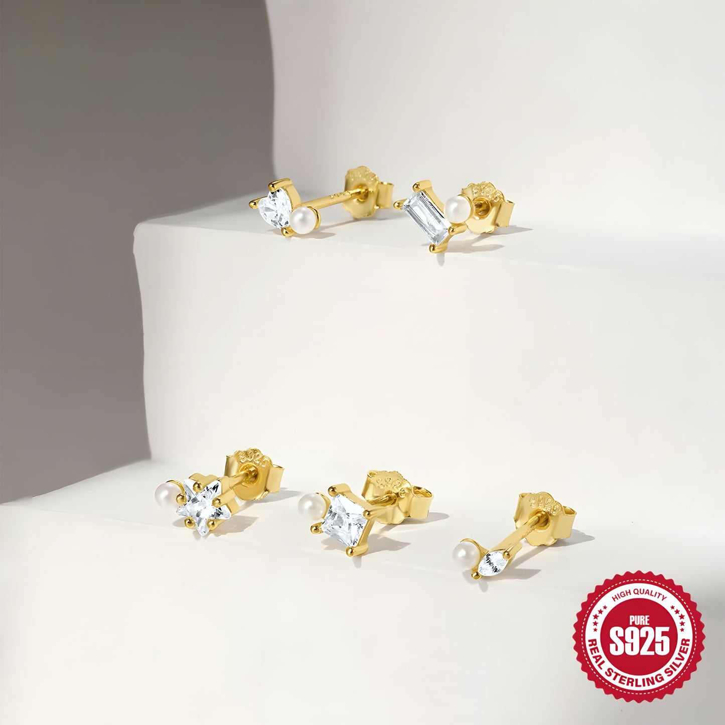 5pcs/set Pearl Shaped Earring Stud Set