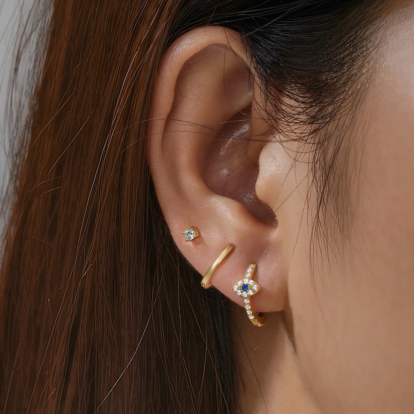 3pcs/set Gold Eye, Hoop and Pin