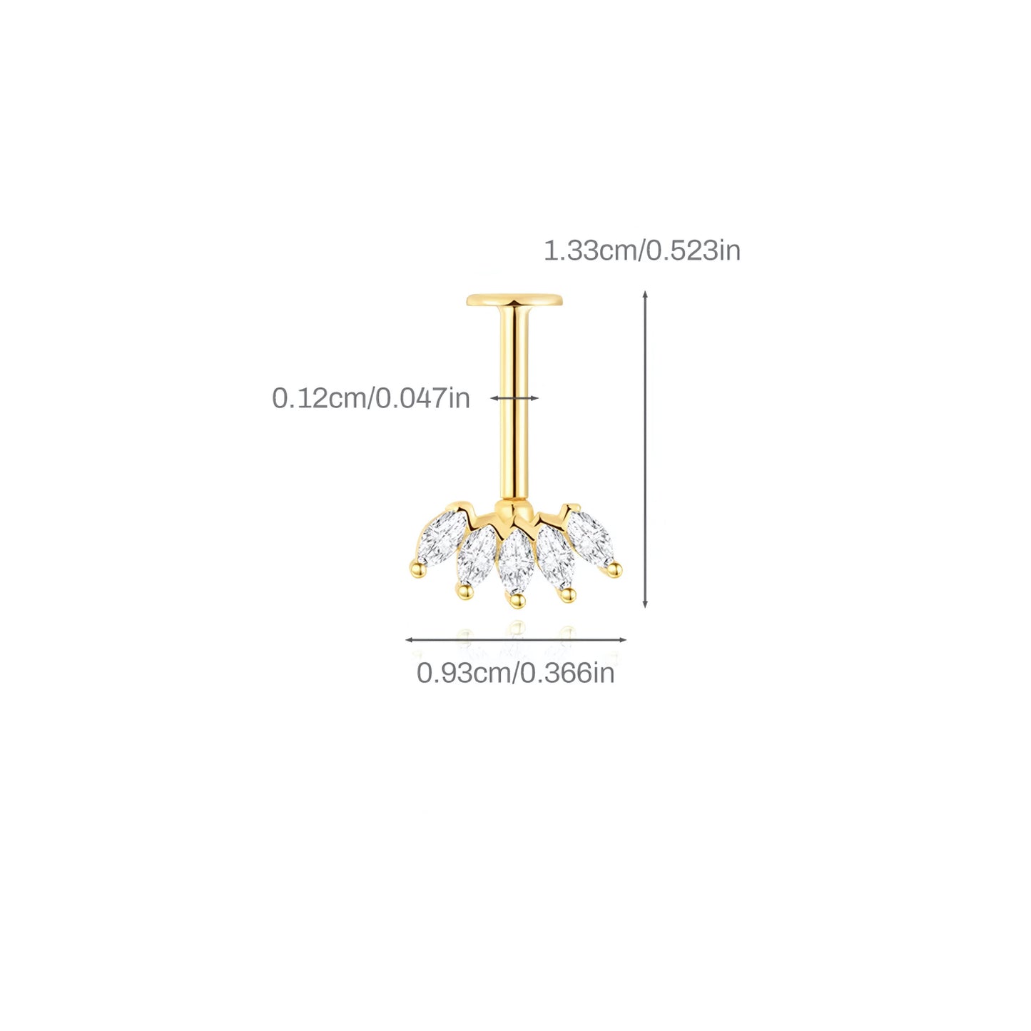 Vertical Helix Crown Flat Ear Piercing