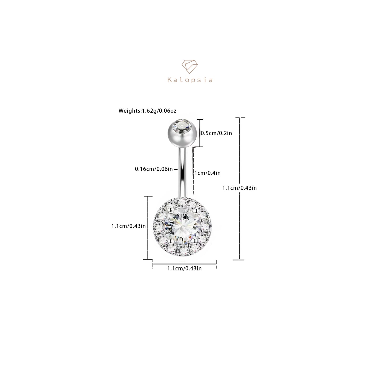Clear Multi zircon Belly Piercing