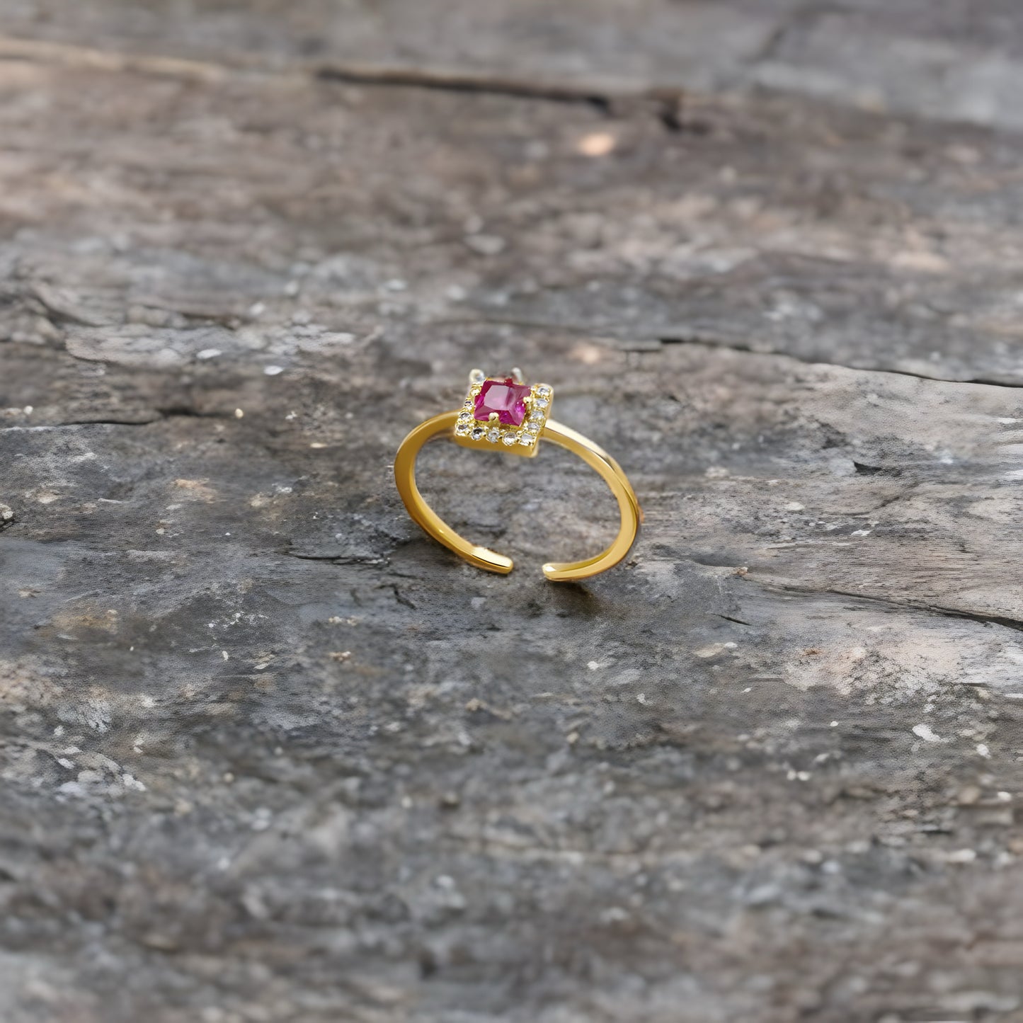Purple Square Zircon Ring