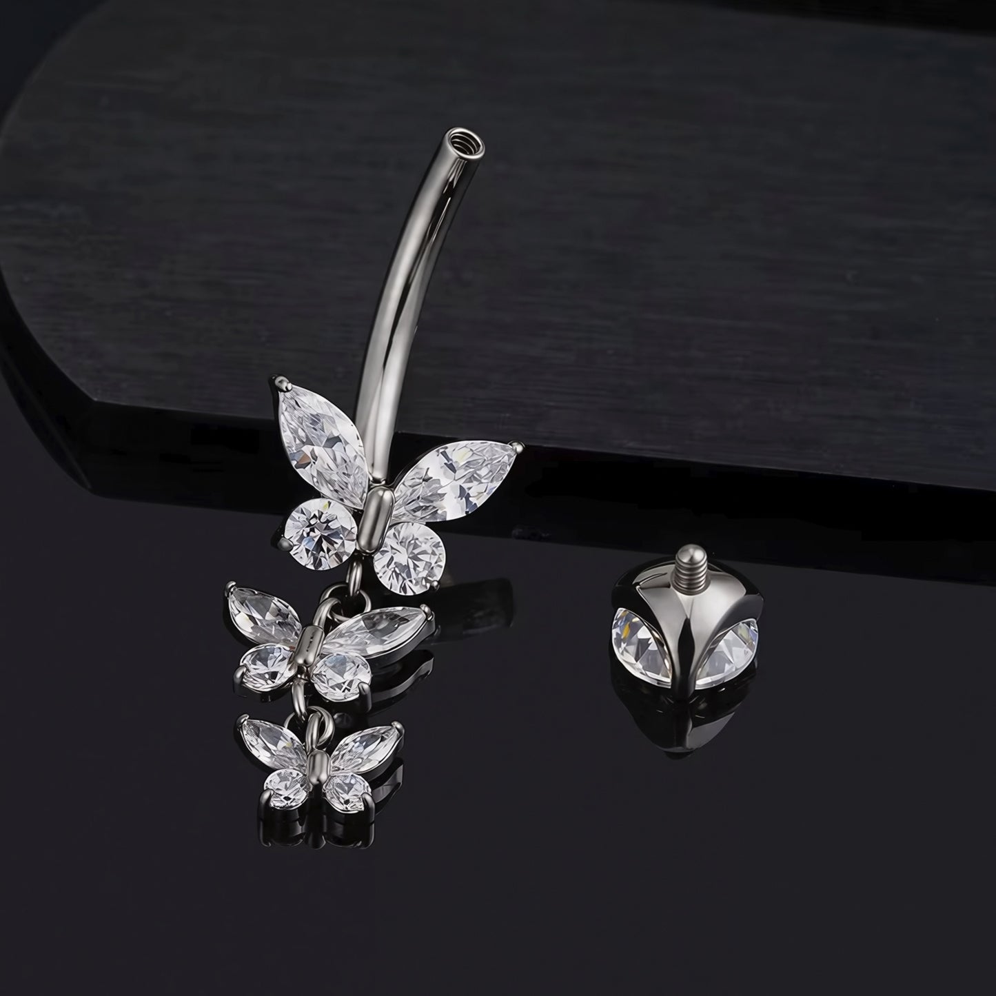 Titanium Triple Hanged Butterfly Belly Piercing