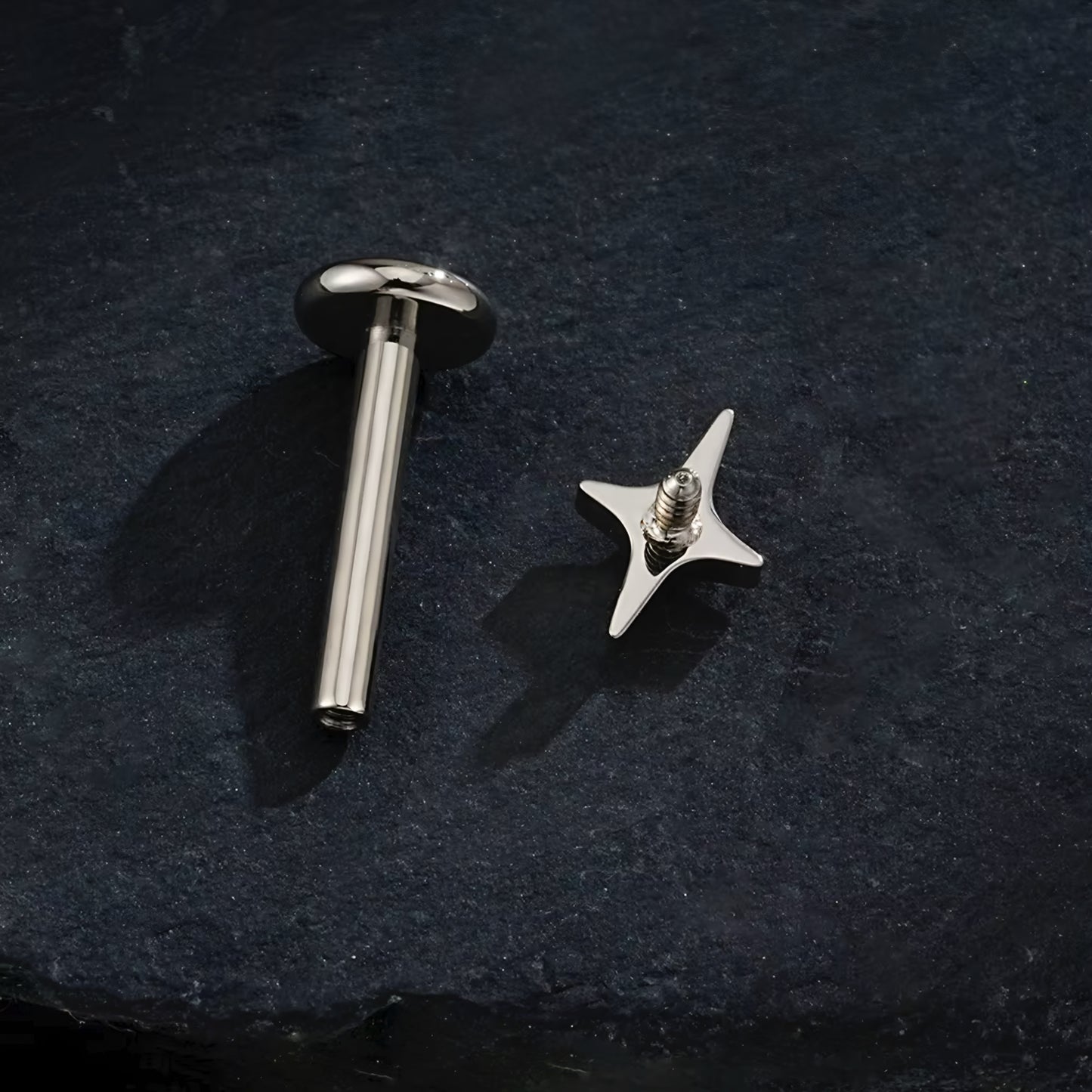 Titanium Four Point Star Flat Ear Piercing