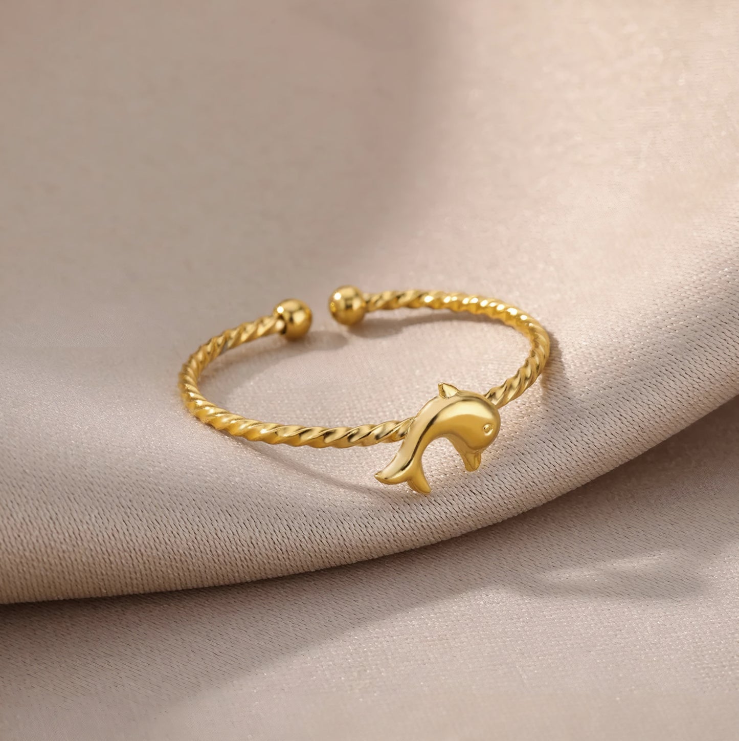 Twisted Dolphin Adjustable Ring