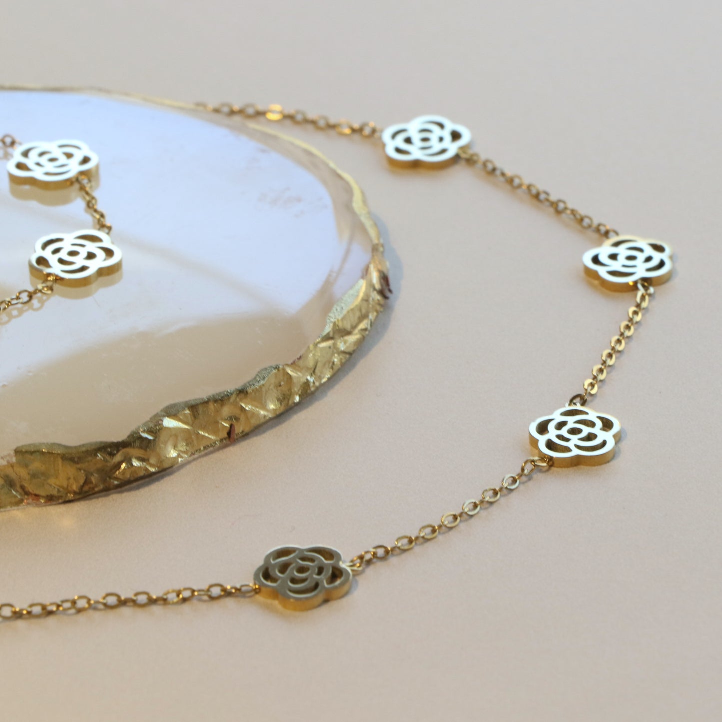 Flower Necklace Bracelet Earring set