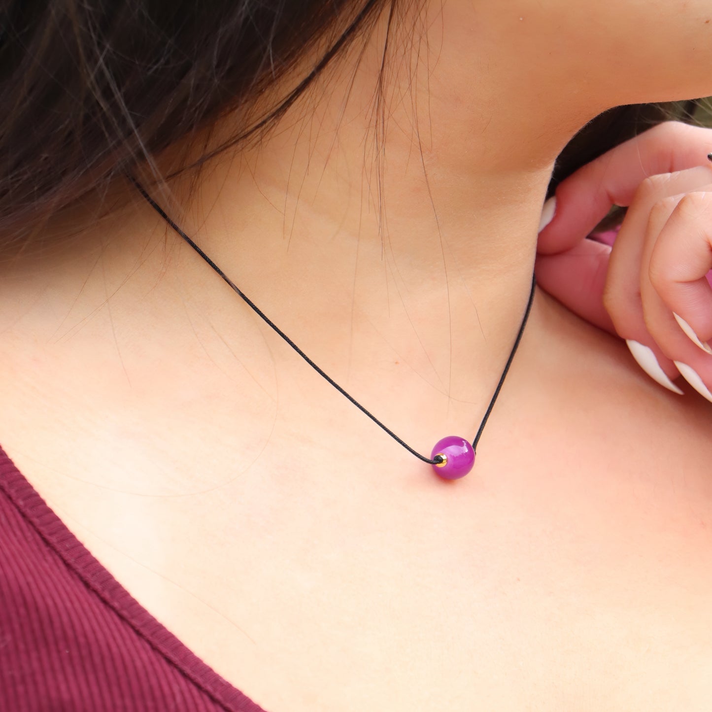 Single Bead Fabric Necklace