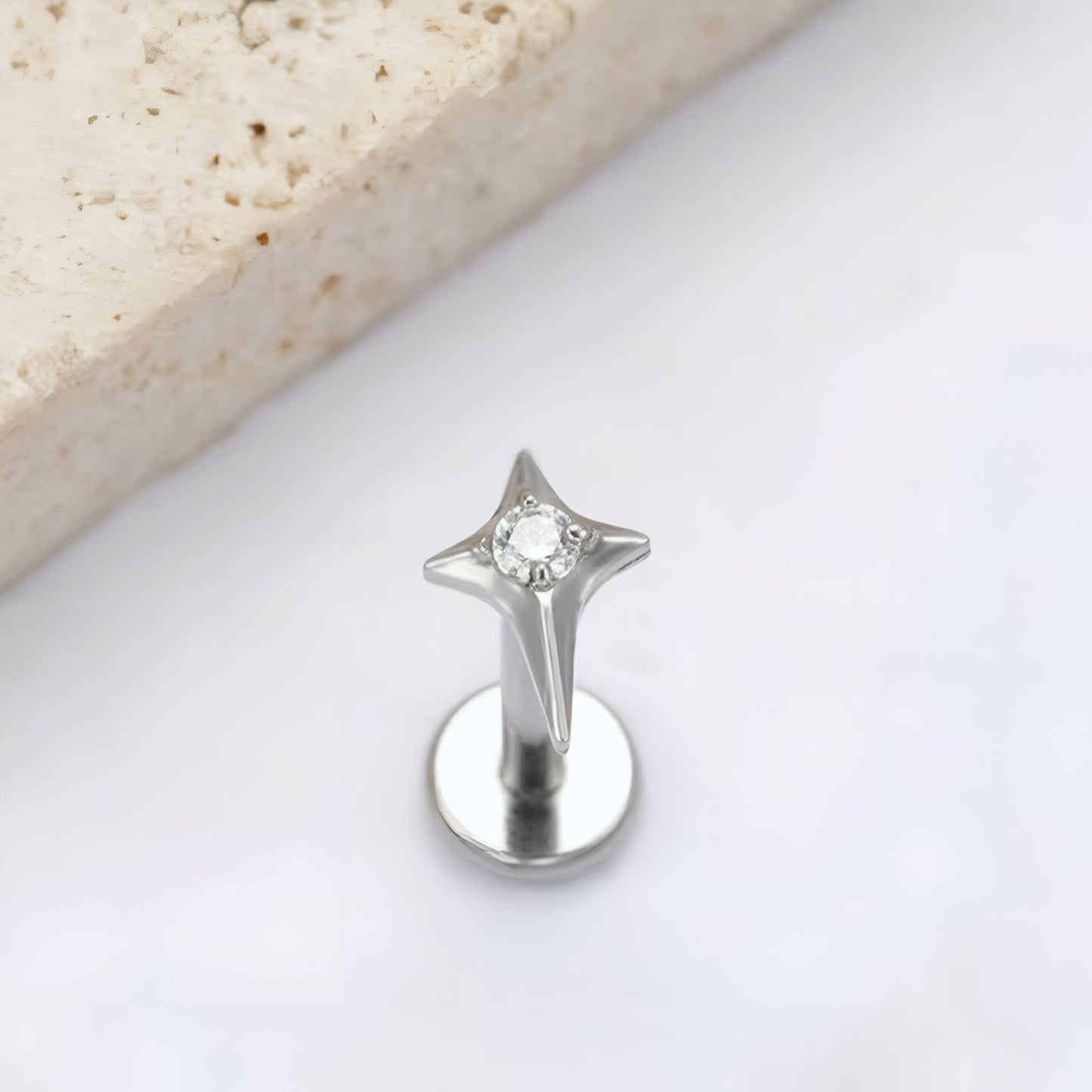 Cros Zircon Titanium Flat Ear Piercing