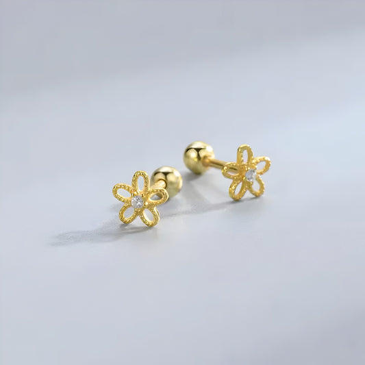 Floral Zircon Ball Ear Piercing