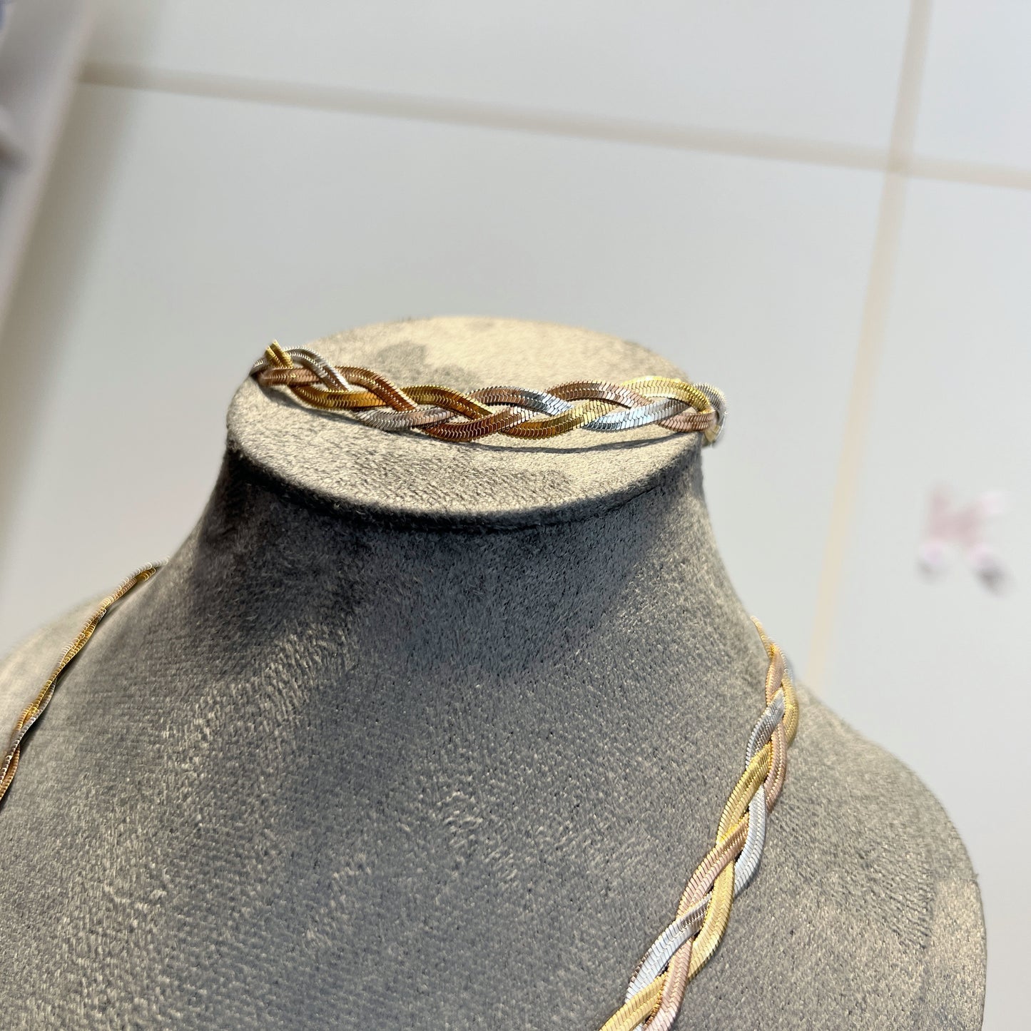 3 Layer Snake Chain Multicolor Necklace & Bracelet Set