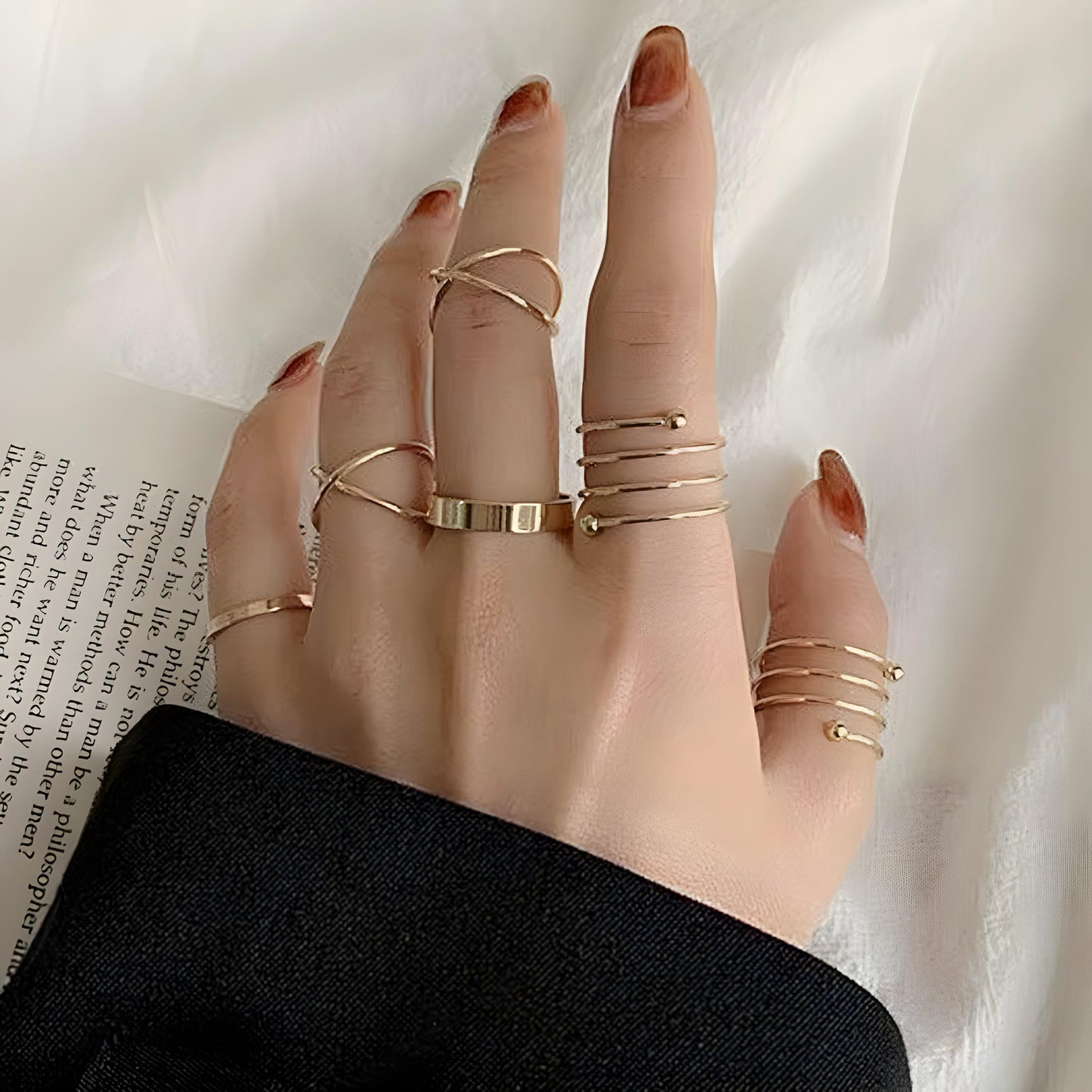 6 Rings/set Punk Finger Rings Minimalist Smooth