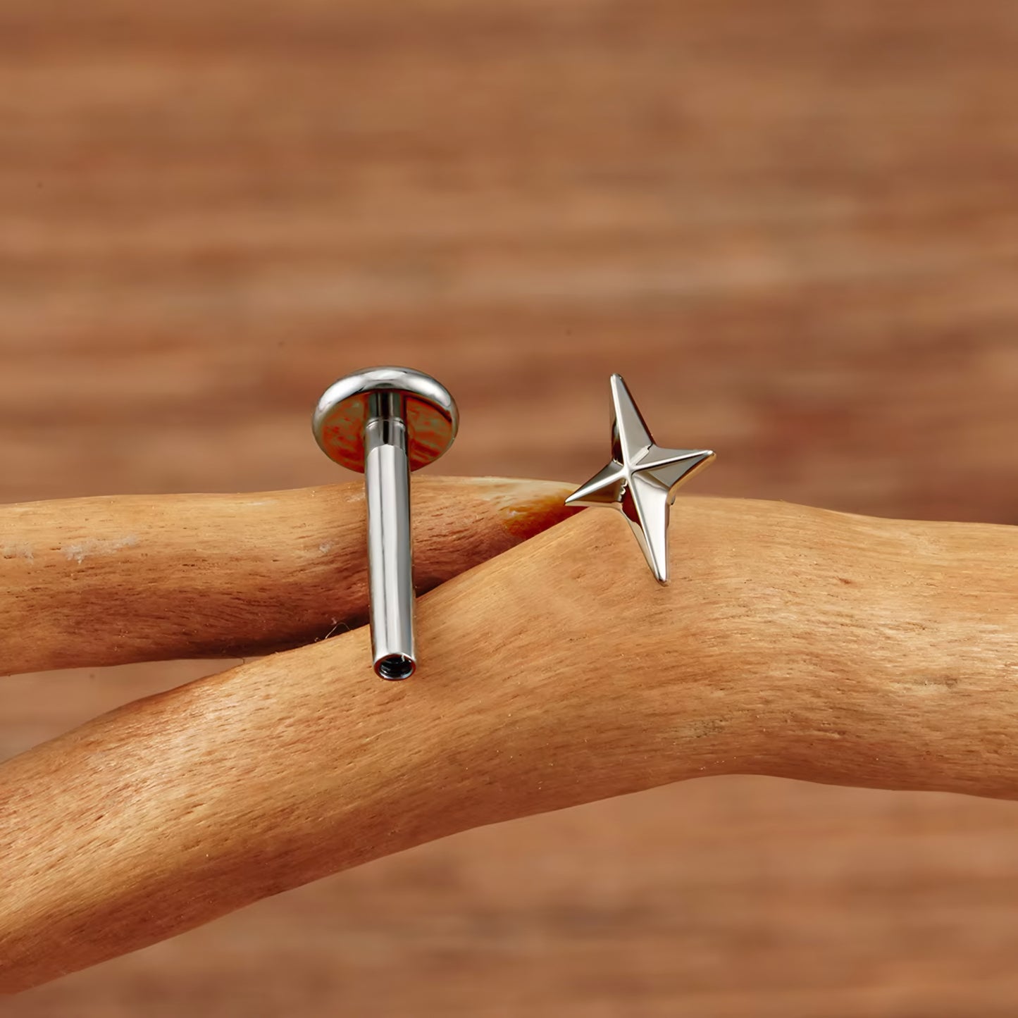 Titanium Four-Pointed Star Flat Ear Piercing
