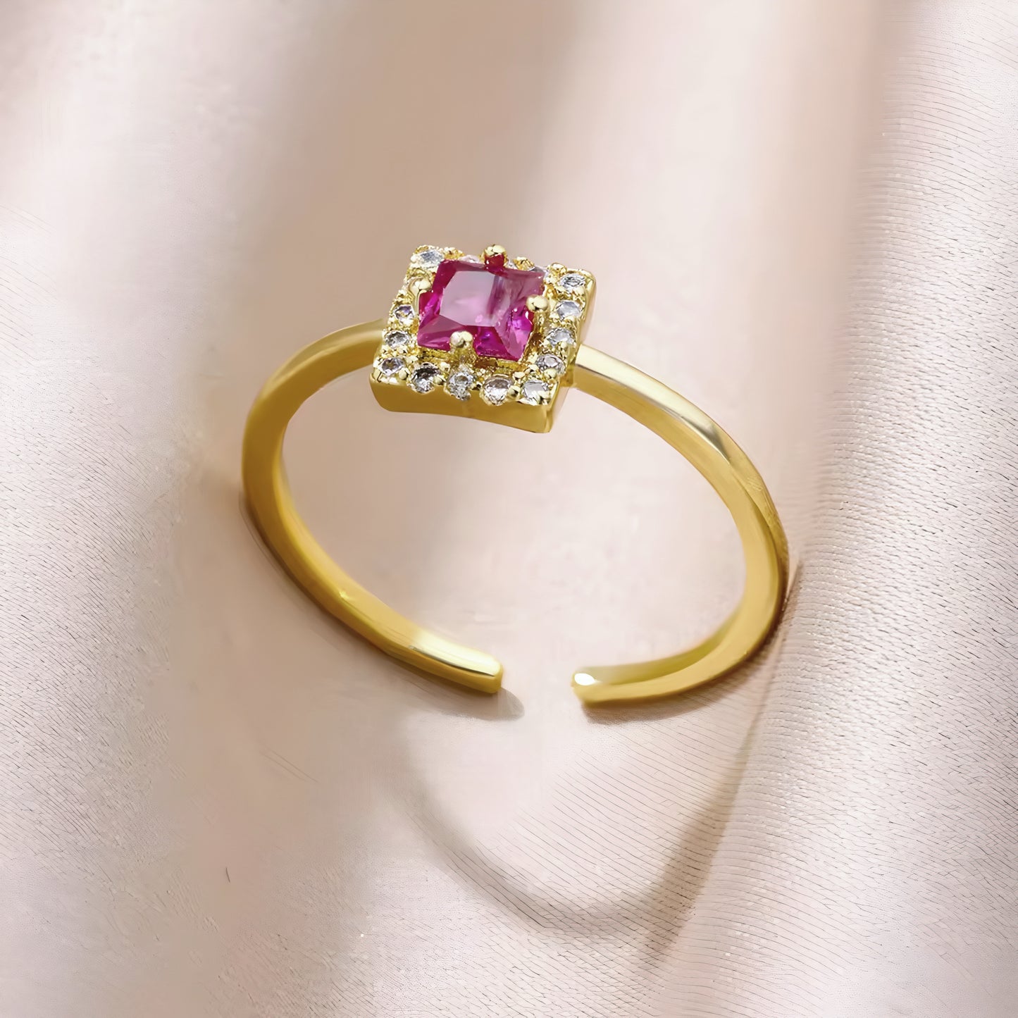 Purple Square Zircon Ring