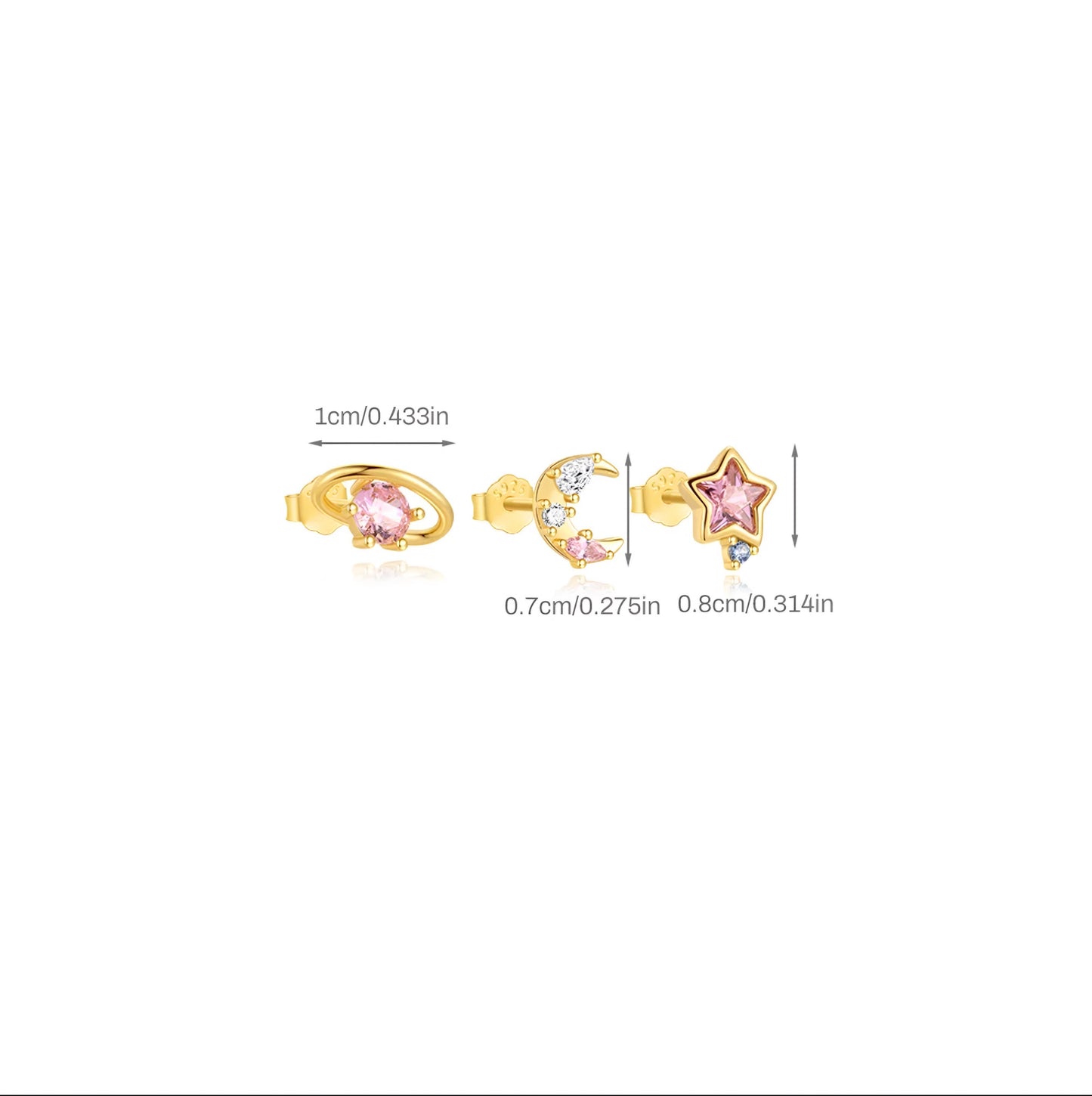 3pcs/set Moon Star Earring Set