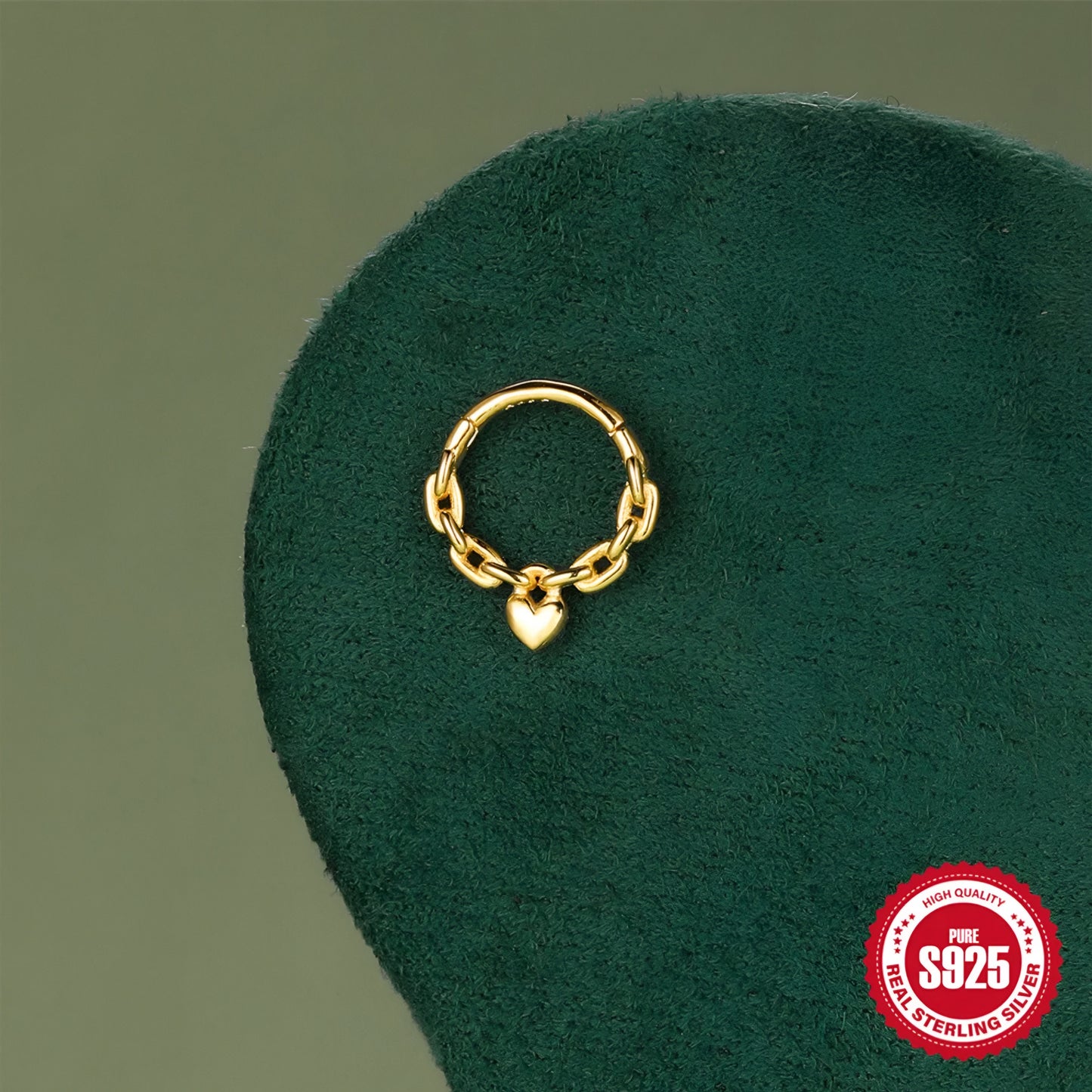 Daith Heart Chain Ear Piercing