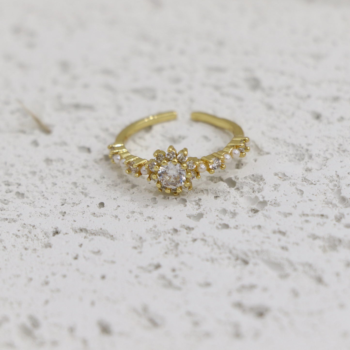 Pearl Zircon Ring