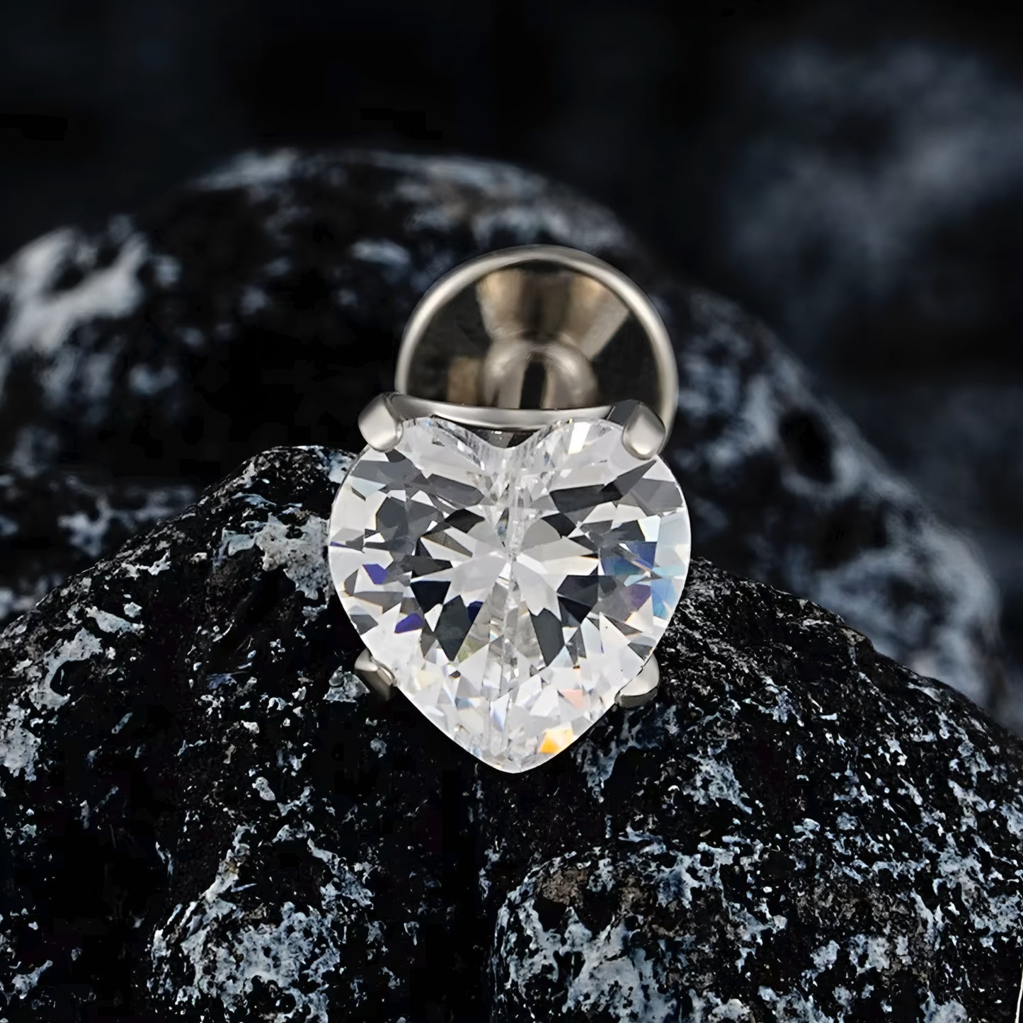 Titanium Heart Threaded Flat Ear Piercing