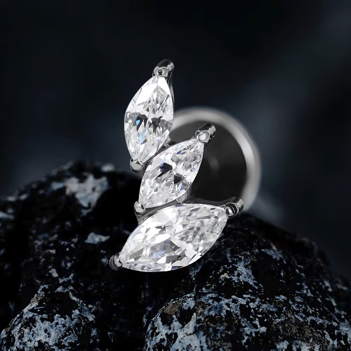Titanium Cluster Marquise Flat Ear Piercing