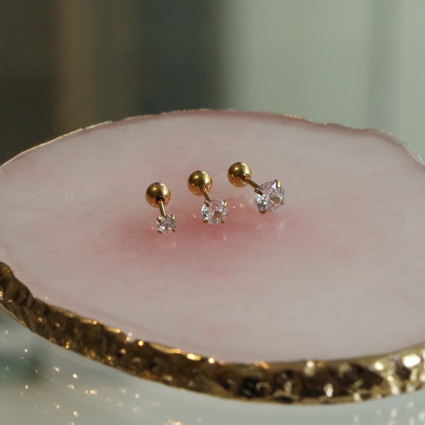 3pcs/set Zircon Stud ball Ear Piercing