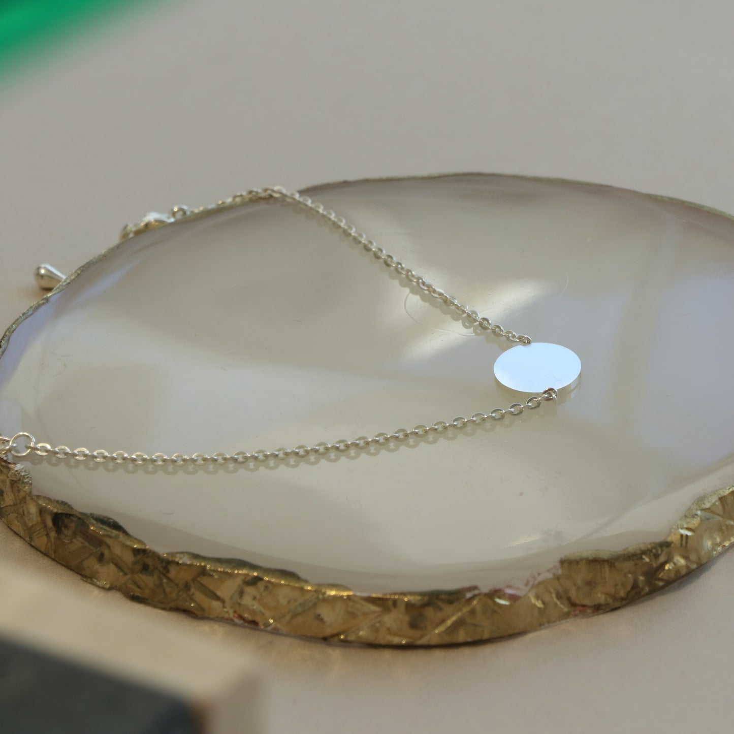Silver Round Medal Anklet