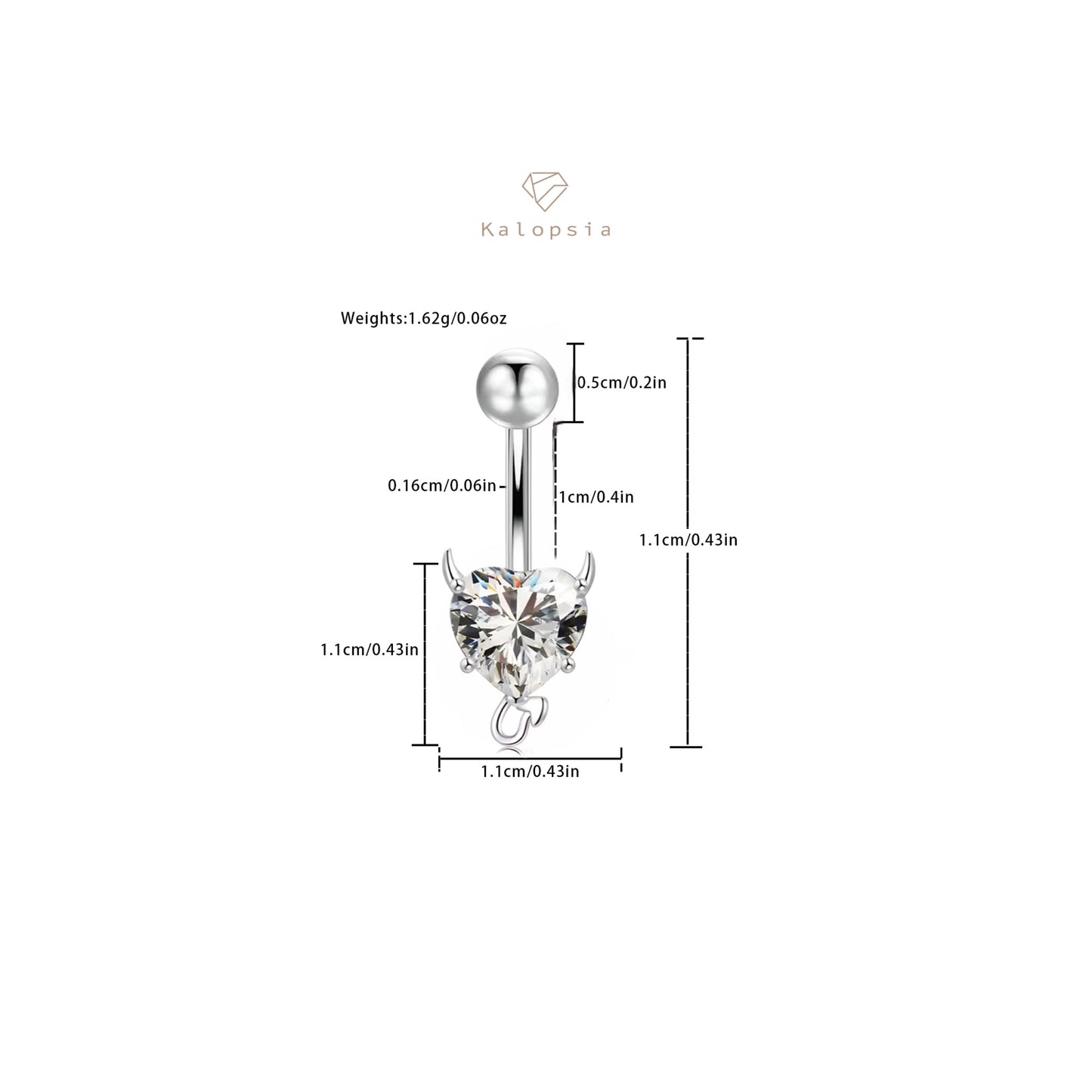 Clear Evil Zircon Belly Piercing