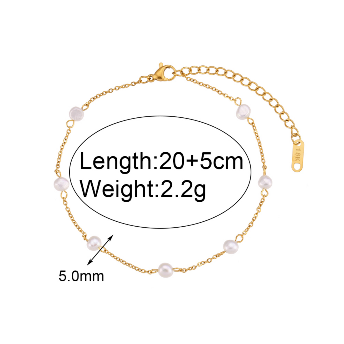Natural Pearl Thin Chain Anklet