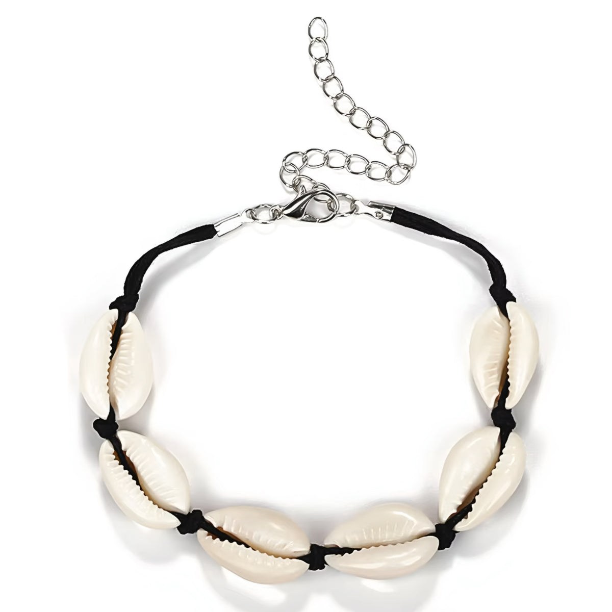 Natural Seashell Bracelet Black Fabric