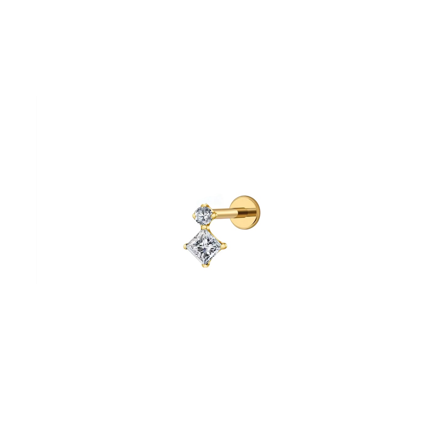 Titanium Square & Round Flat Ear Piercing