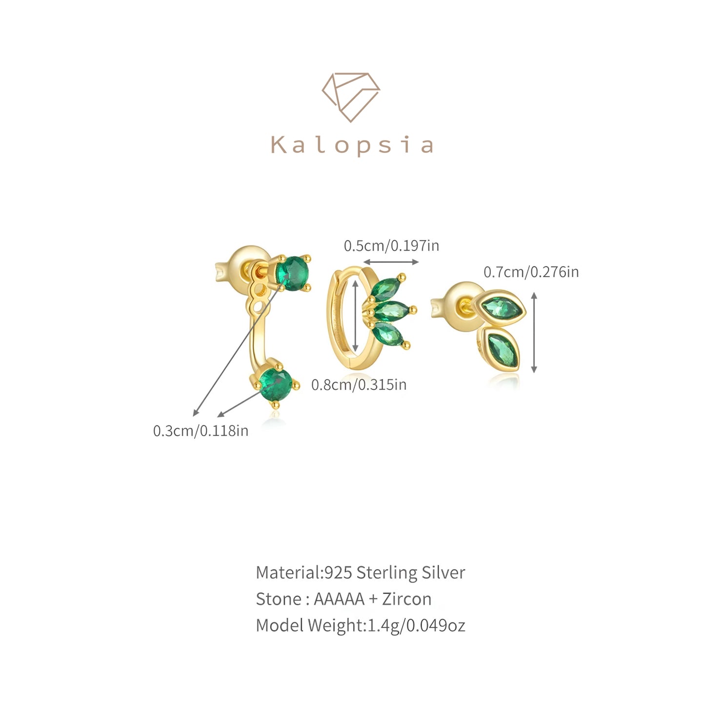 3pcs/set Gold Green Horse Eye