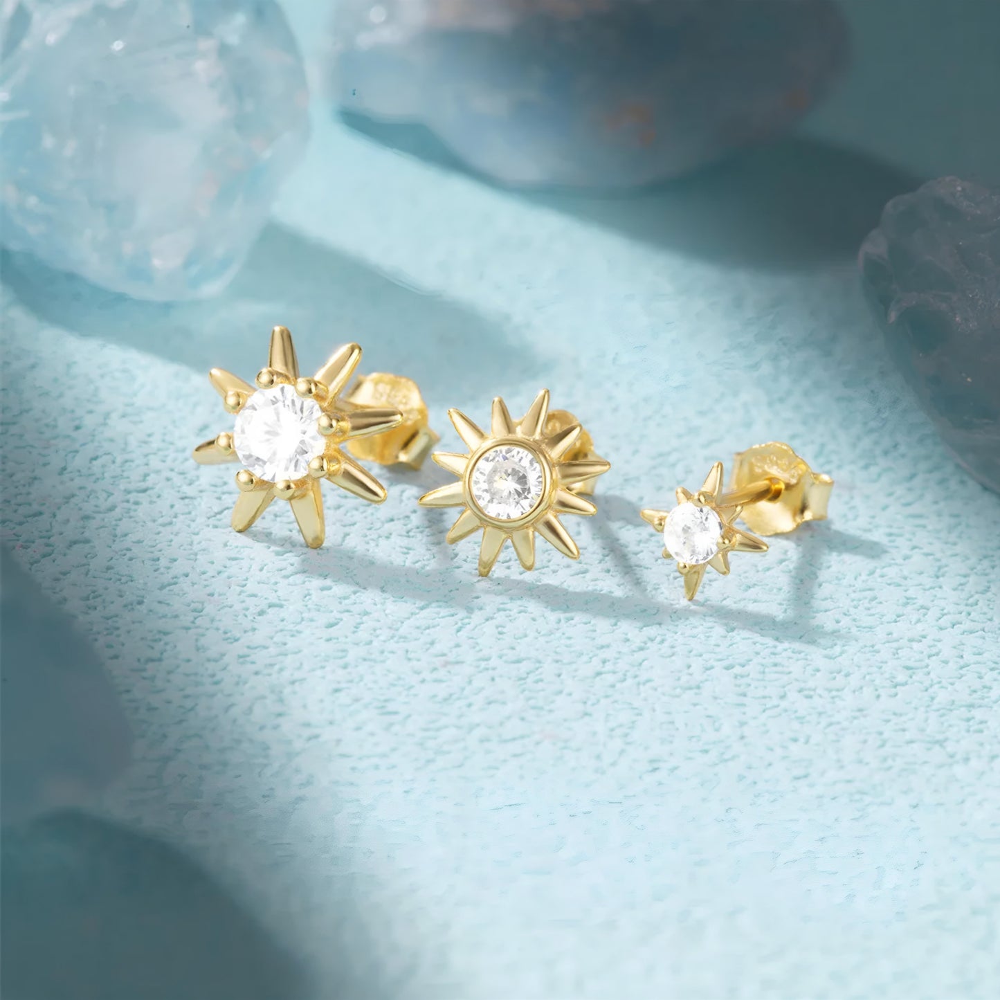 3pcs/set 3 Gold Stars Pin Earring