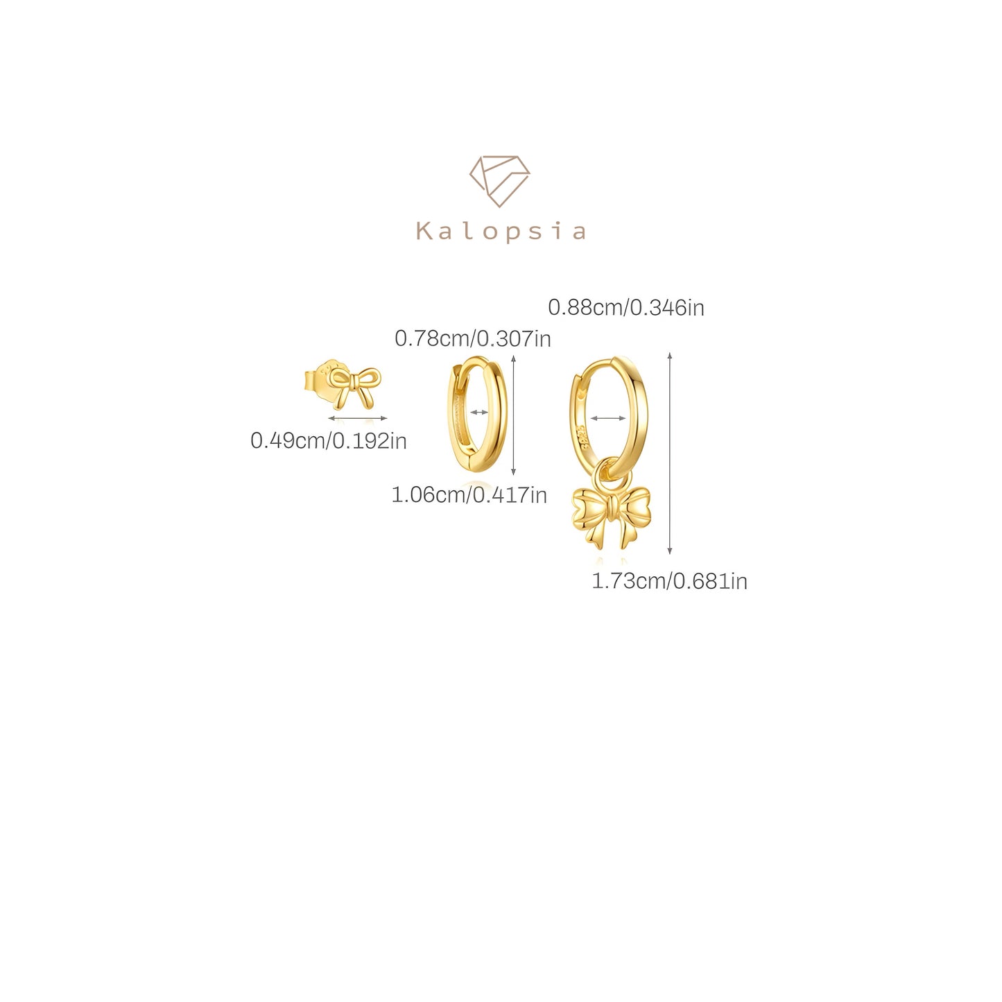 3pcs/set Bow Hoop Earring Stud