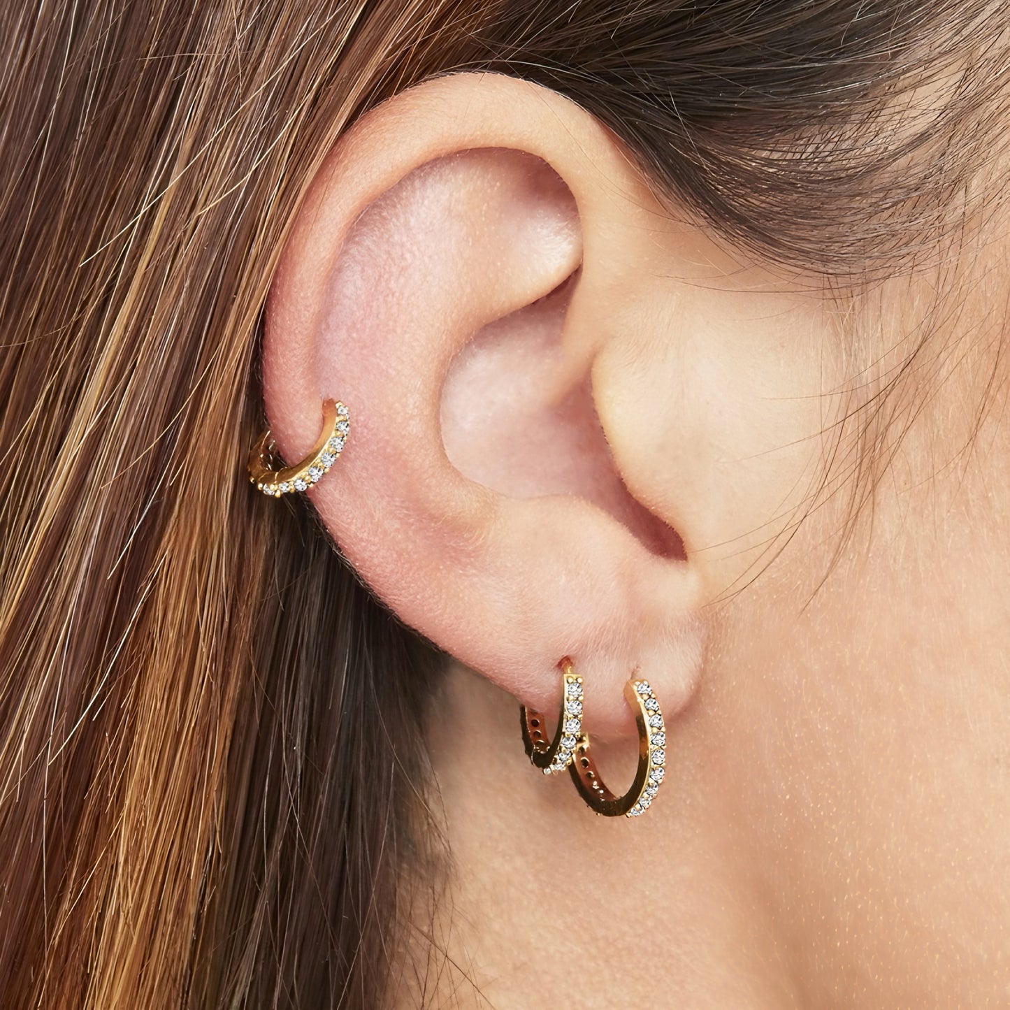 3pcs/Set Clear Zircon Hoop Earrings