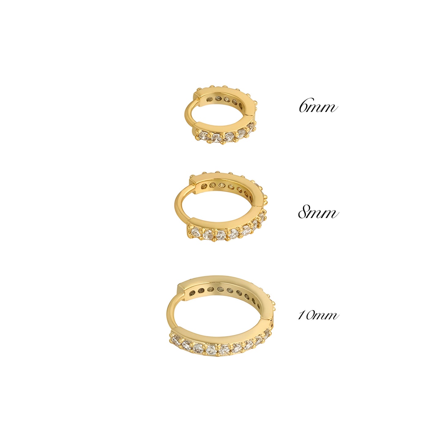 3pcs/Set Clear Zircon Hoop Earrings