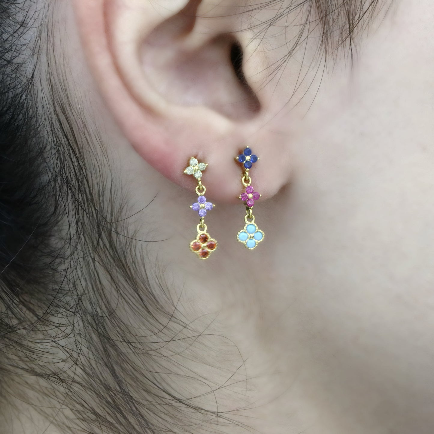 Multicolor Flora Earring Pair