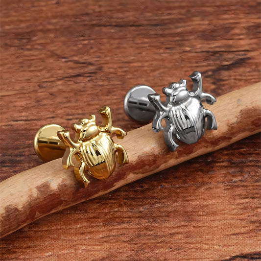 Titanium Scarab Beetle Flat Ear Piercing