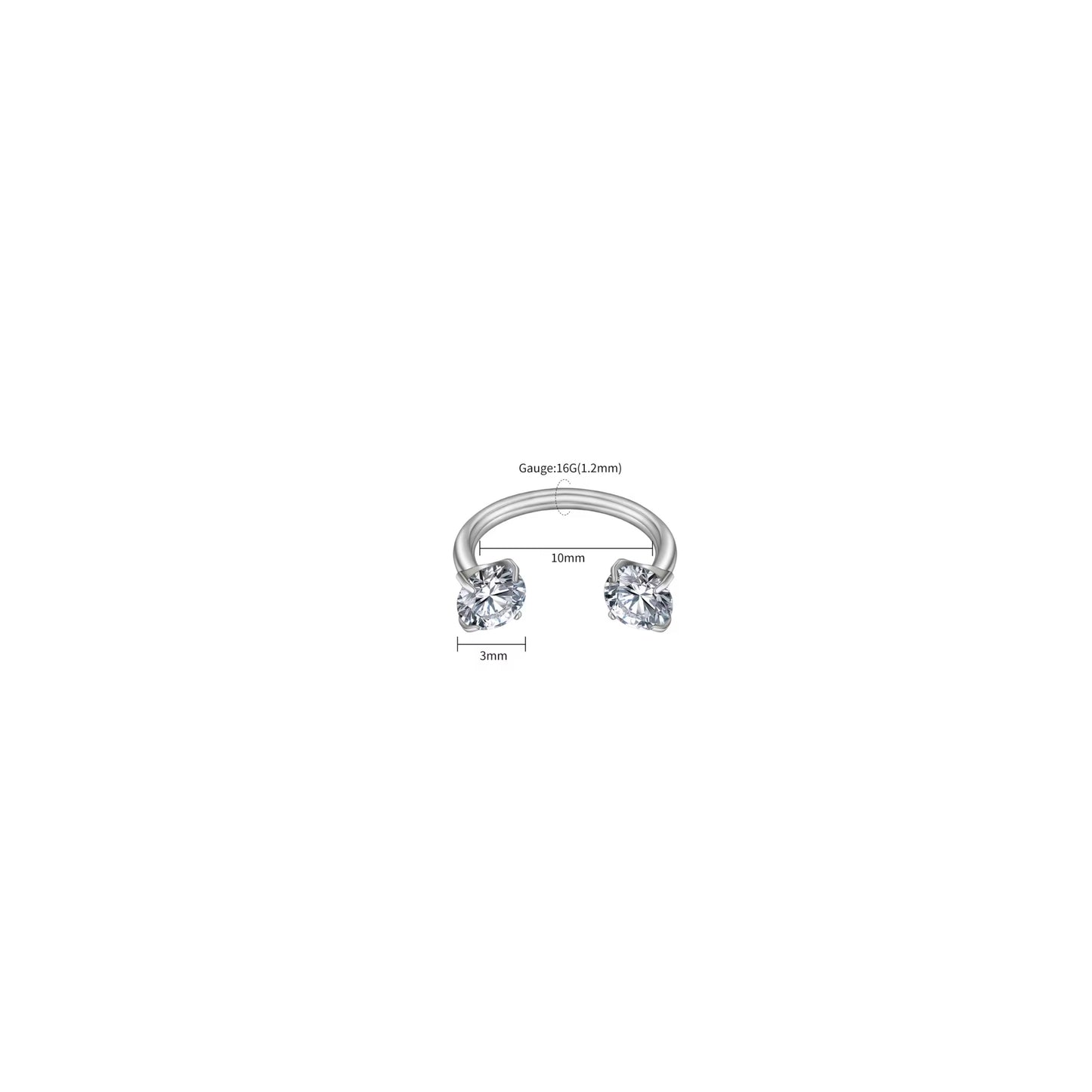 Horse Shoe Zircon Screw Piercing