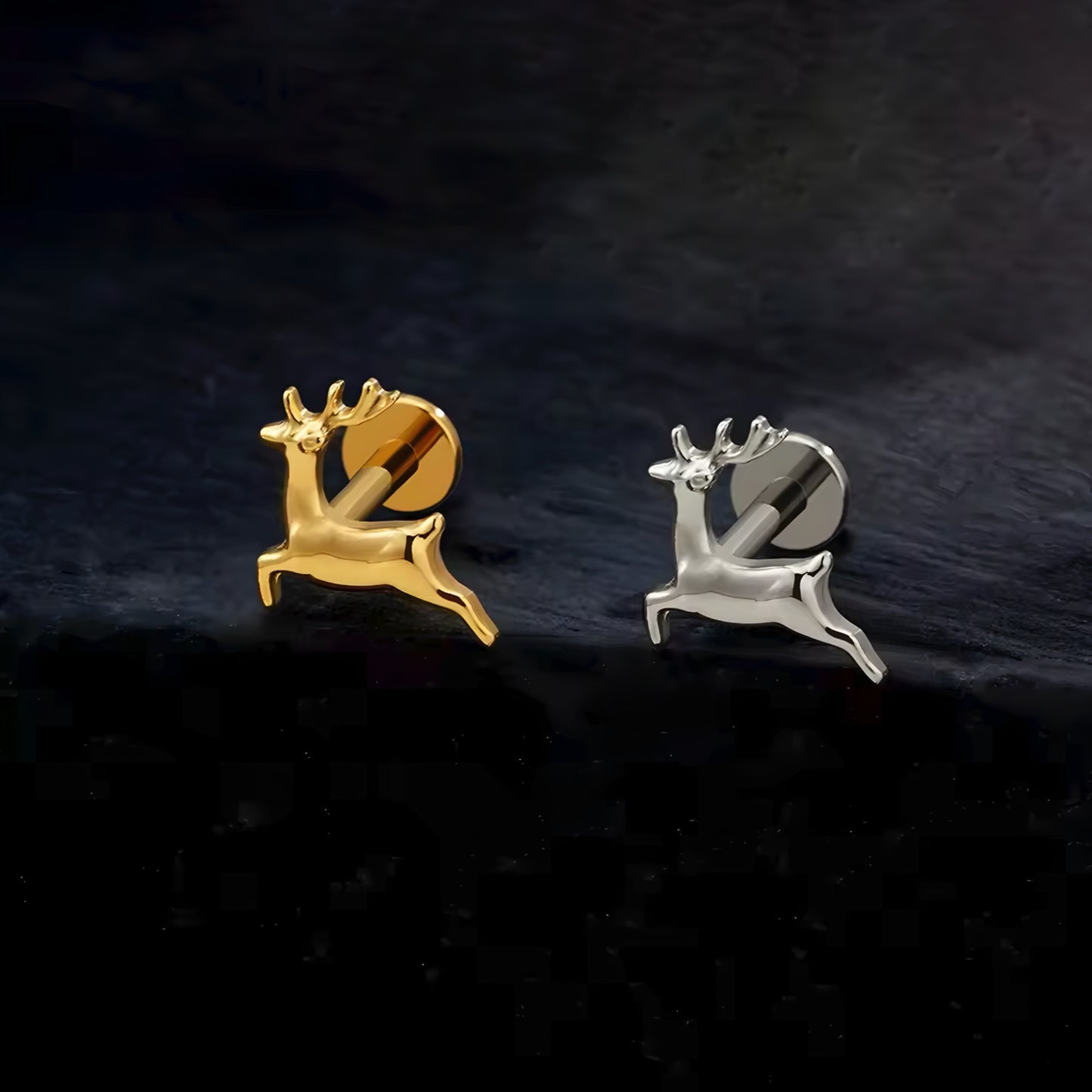 Titanium Tiny Deer Flat Ear Piercing