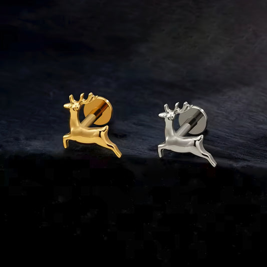 Titanium Tiny Deer Flat Ear Piercing